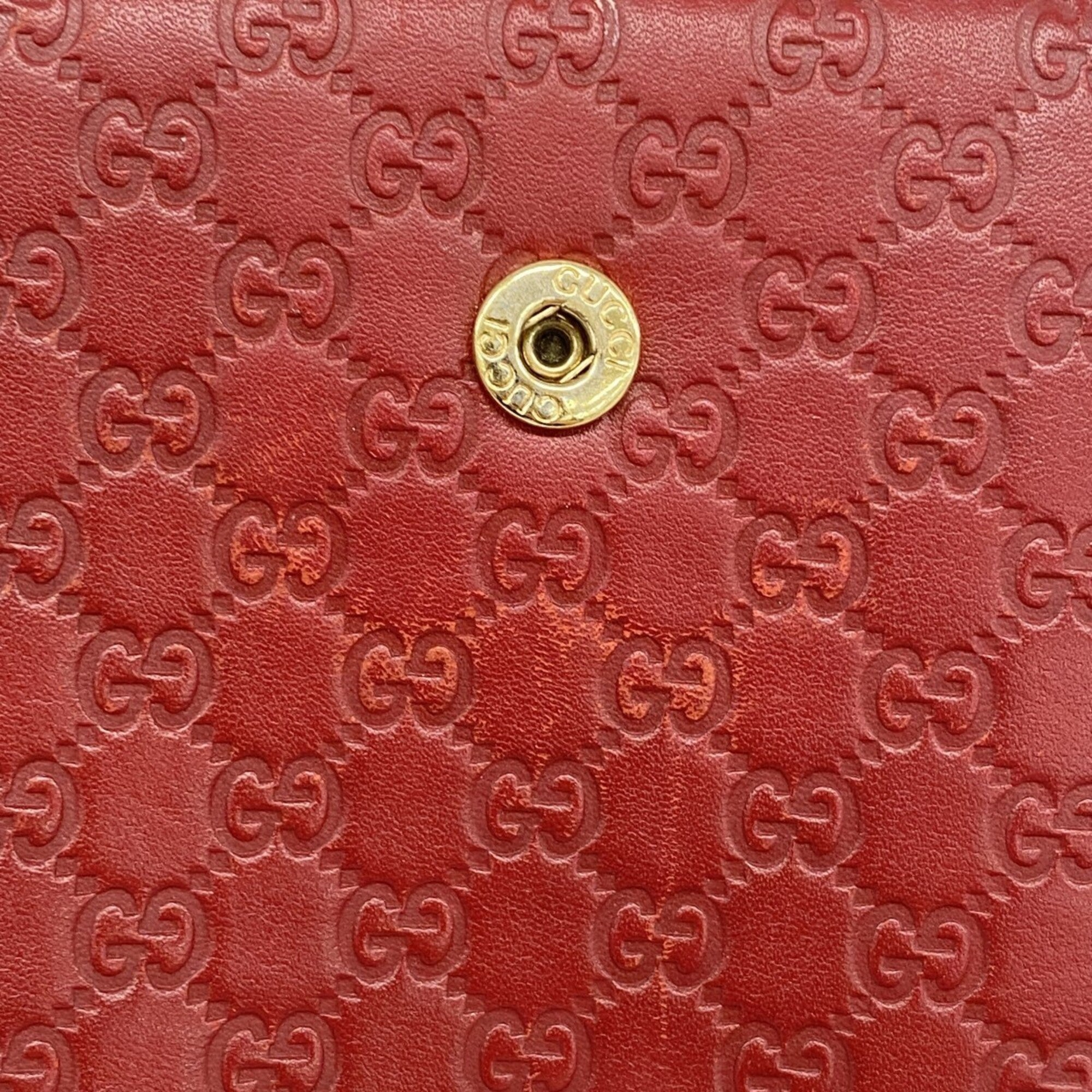 Gucci Red Color Leather Wallet (Bi-Fold) (Pre-Owned)