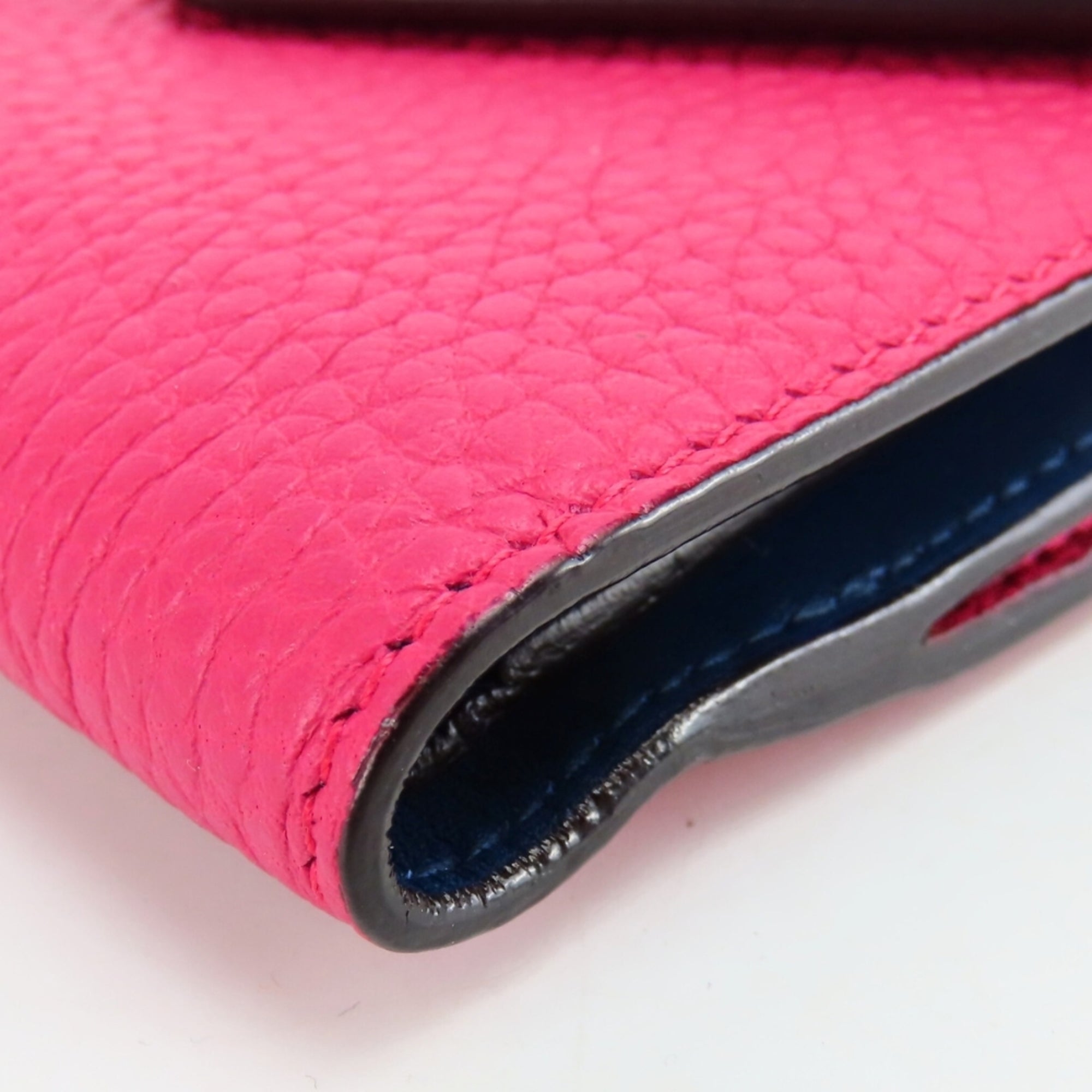 Christian Dior Navy Pink Leather Wallet (Tri-Fold) (Pre-Owned)