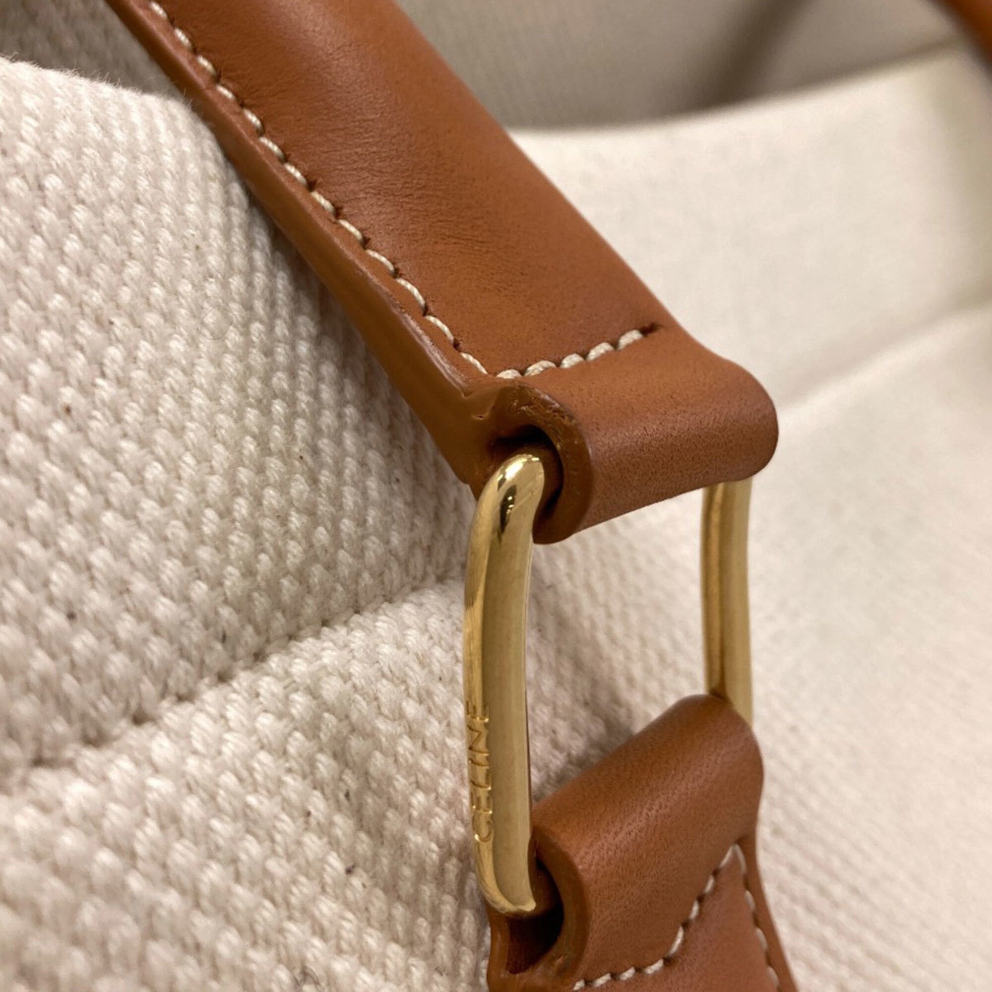 Celine Brown White Canvas Handbag (Pre-Owned)