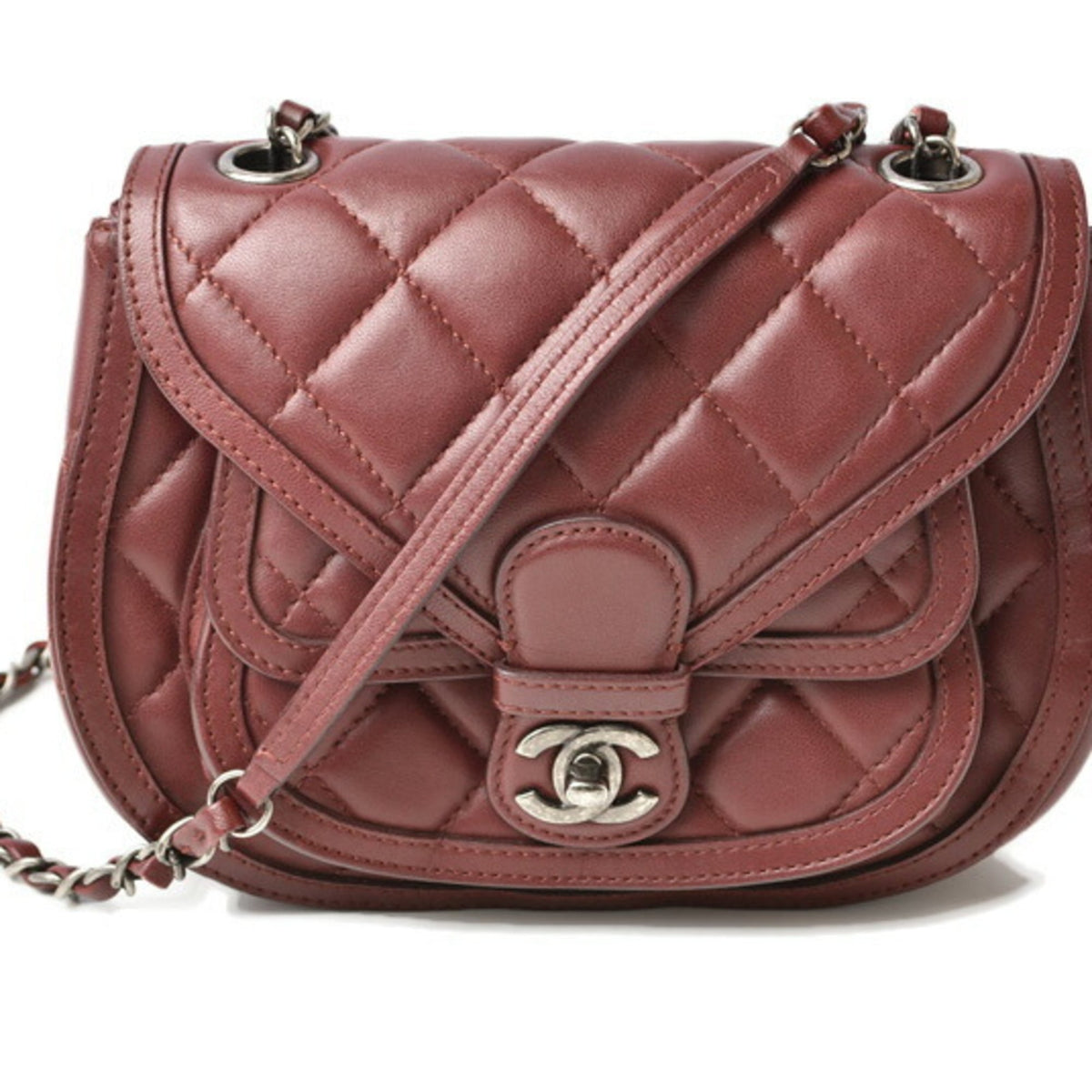 Chanel Bordeaux Saddle Bag Shoulder Bag (Pre-Owned)