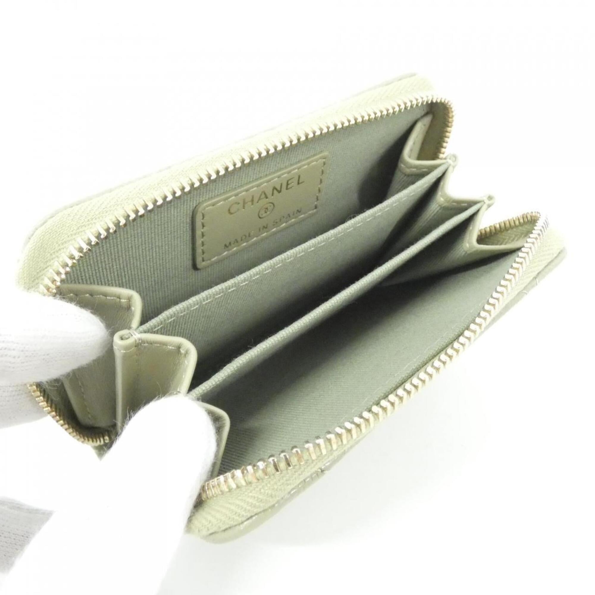 Chanel Green Grained Calfskin Coin Purse/Coin Case (Pre-Owned)