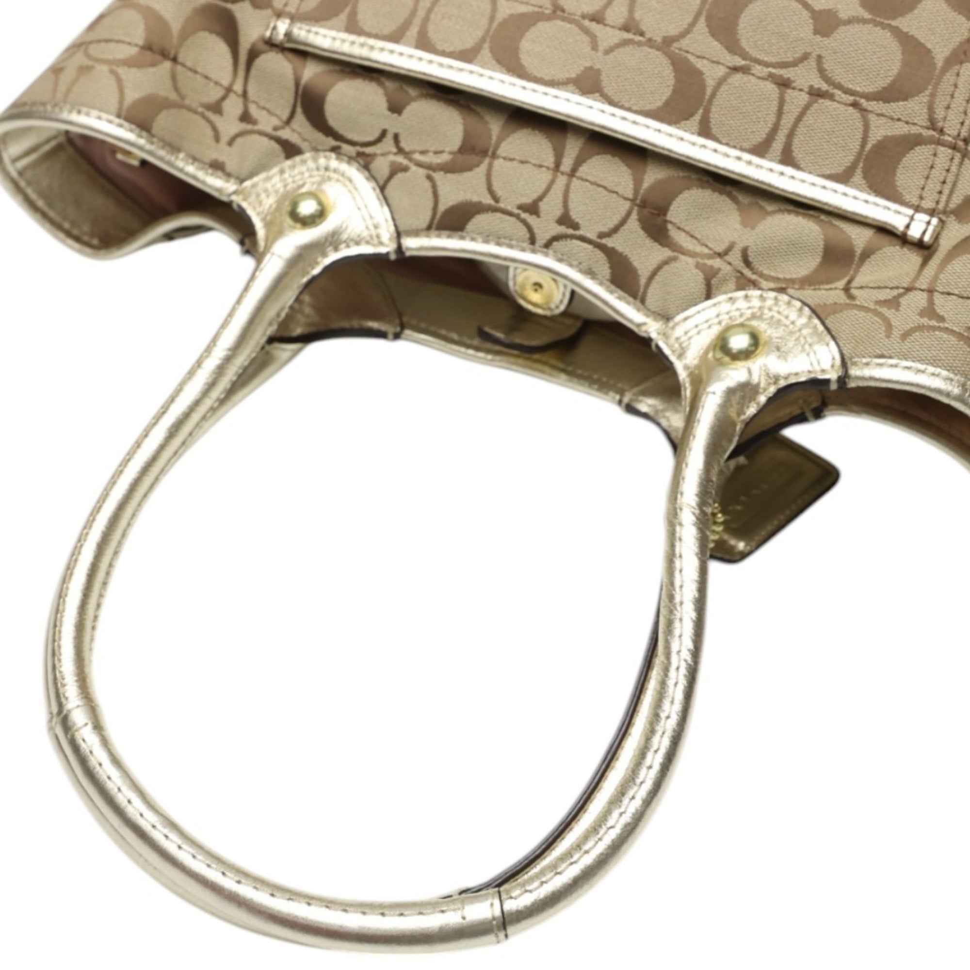 Coach Signature Khaki Signature Line Tote Bag (Pre-Owned)