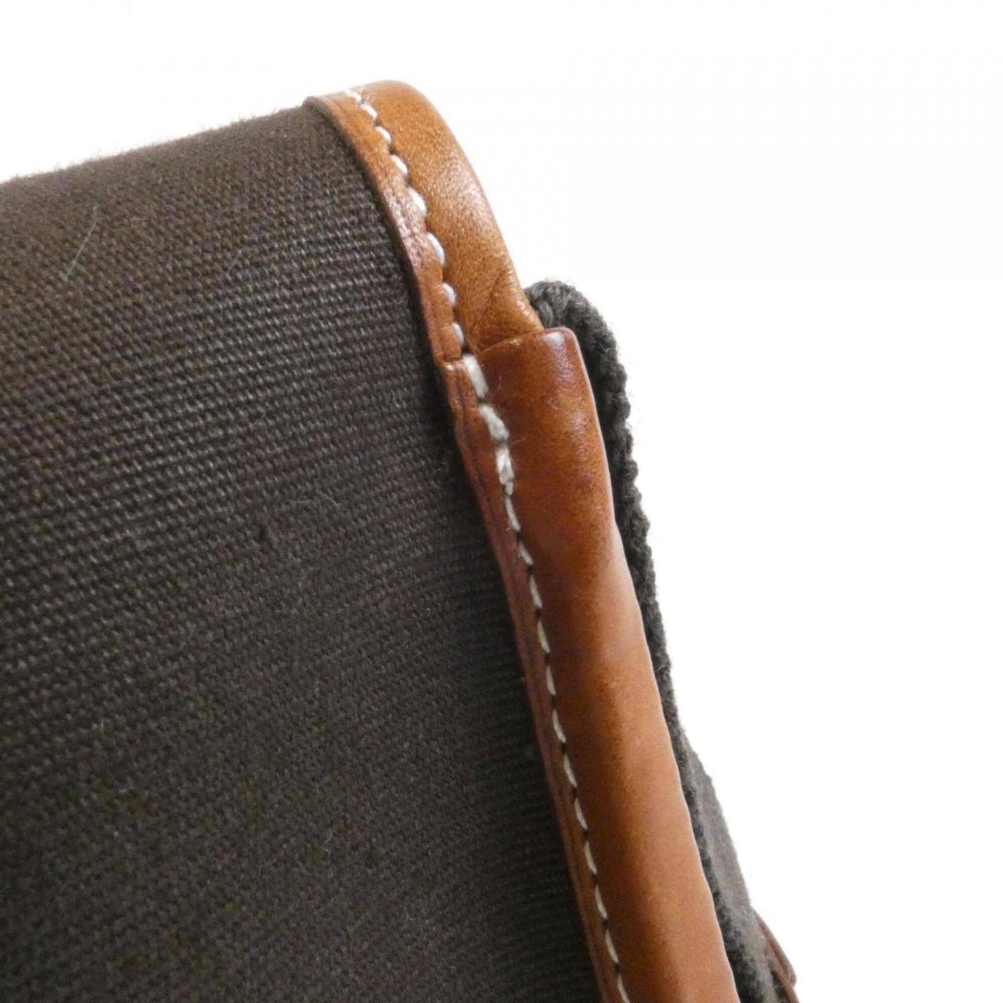 Hermes Brown Toile Officier Barenia Leather Shoulder Bag (Pre-Owned)