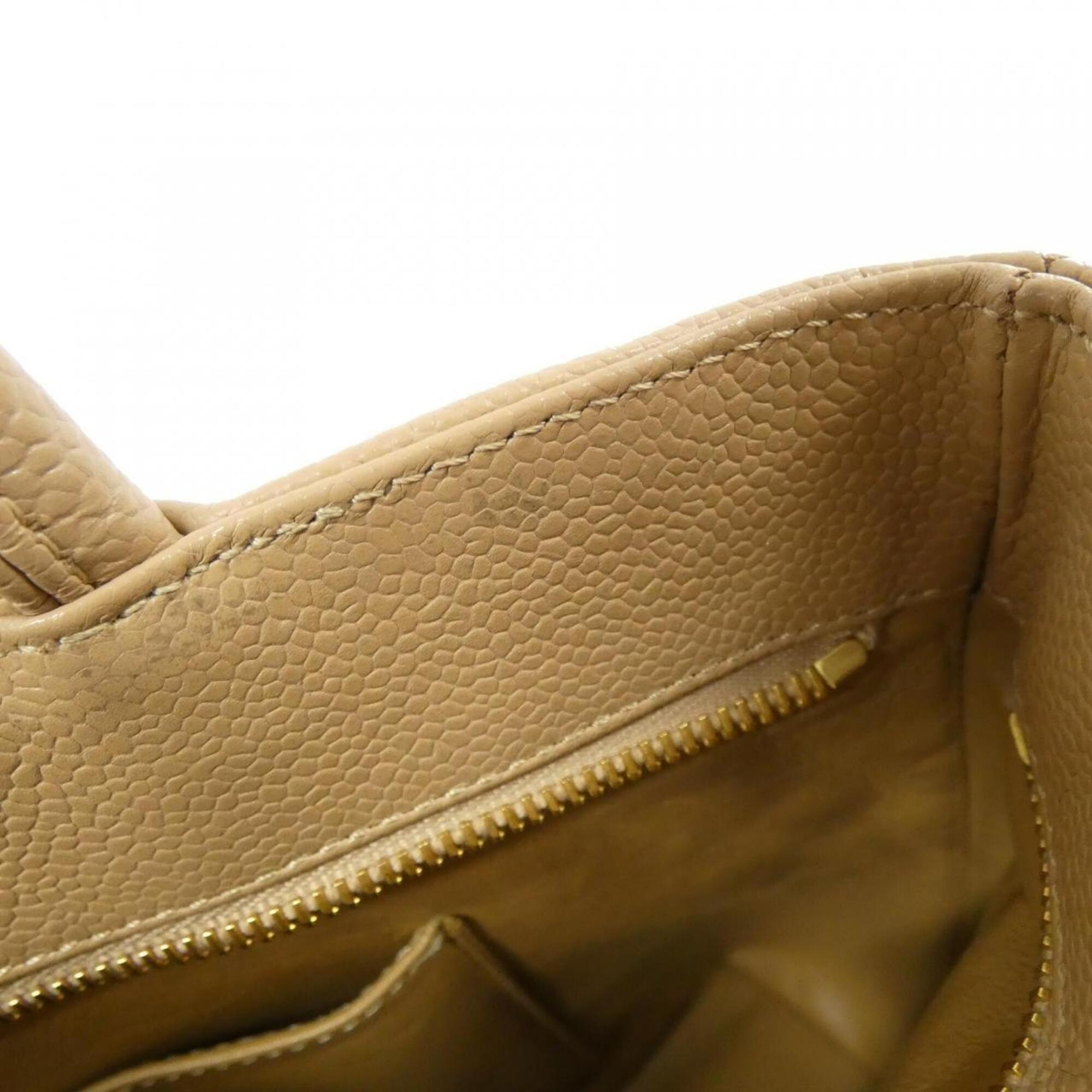 Chanel Beige Grained Calfskin Handbag (Pre-Owned)