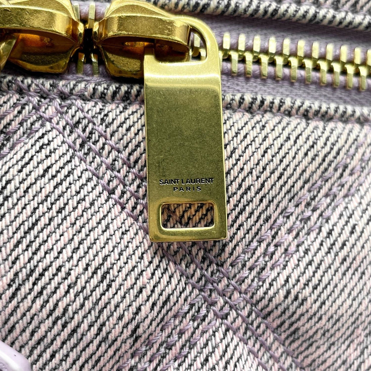 Yves Saint Laurent Purple Denim Shoulder Bag Vanity Bag (Pre-Owned)