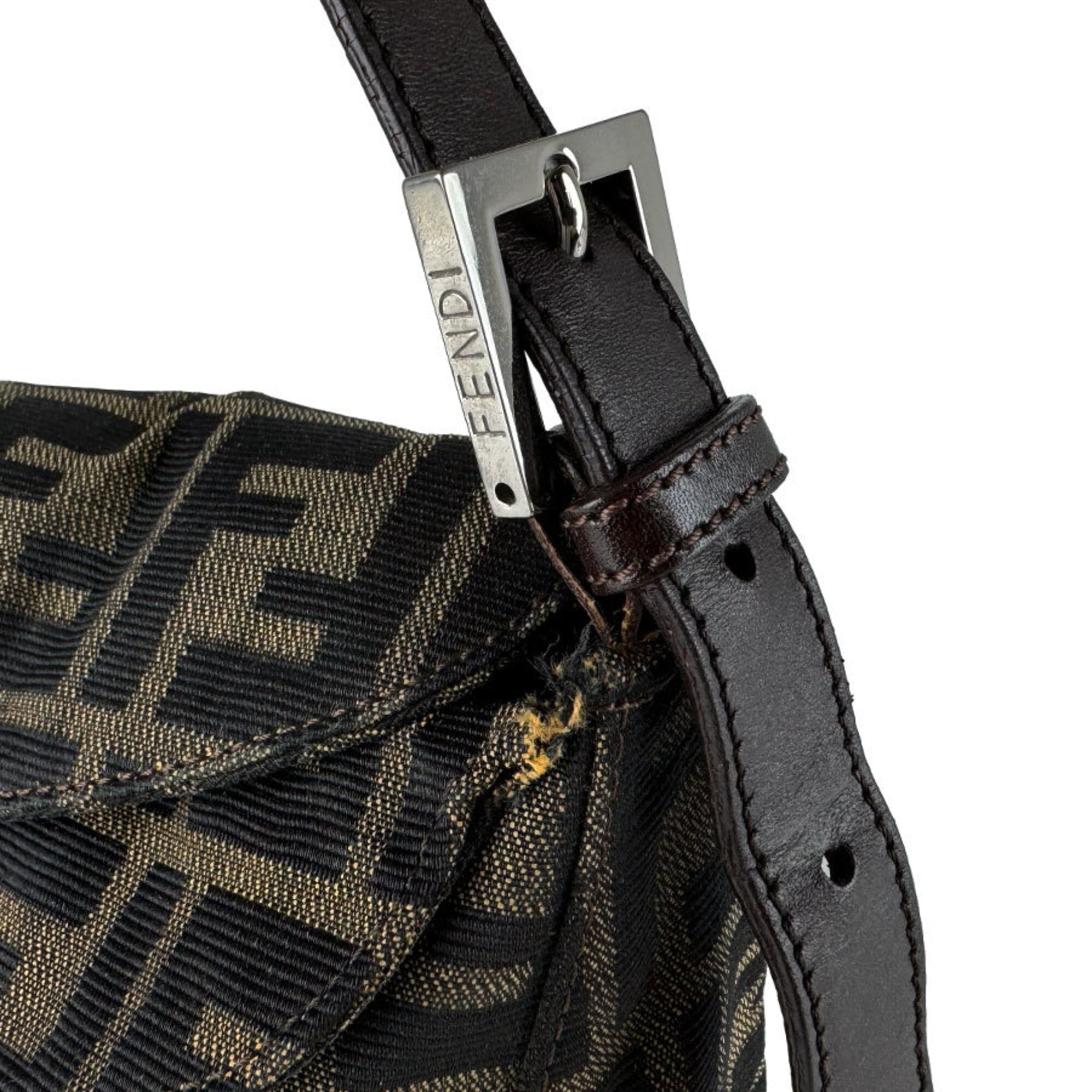 Fendi Brown Nylon Canvas Leather Handbag (Pre-Owned)
