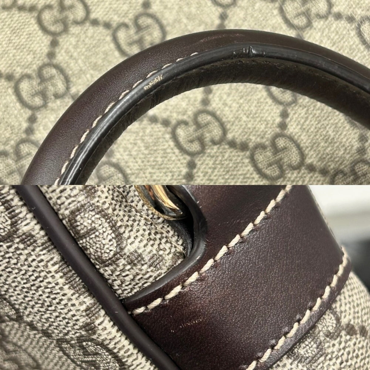 Gucci Beige Brown Gg Supreme Canvas Leather Briefcase Handbag (Pre-Owned)