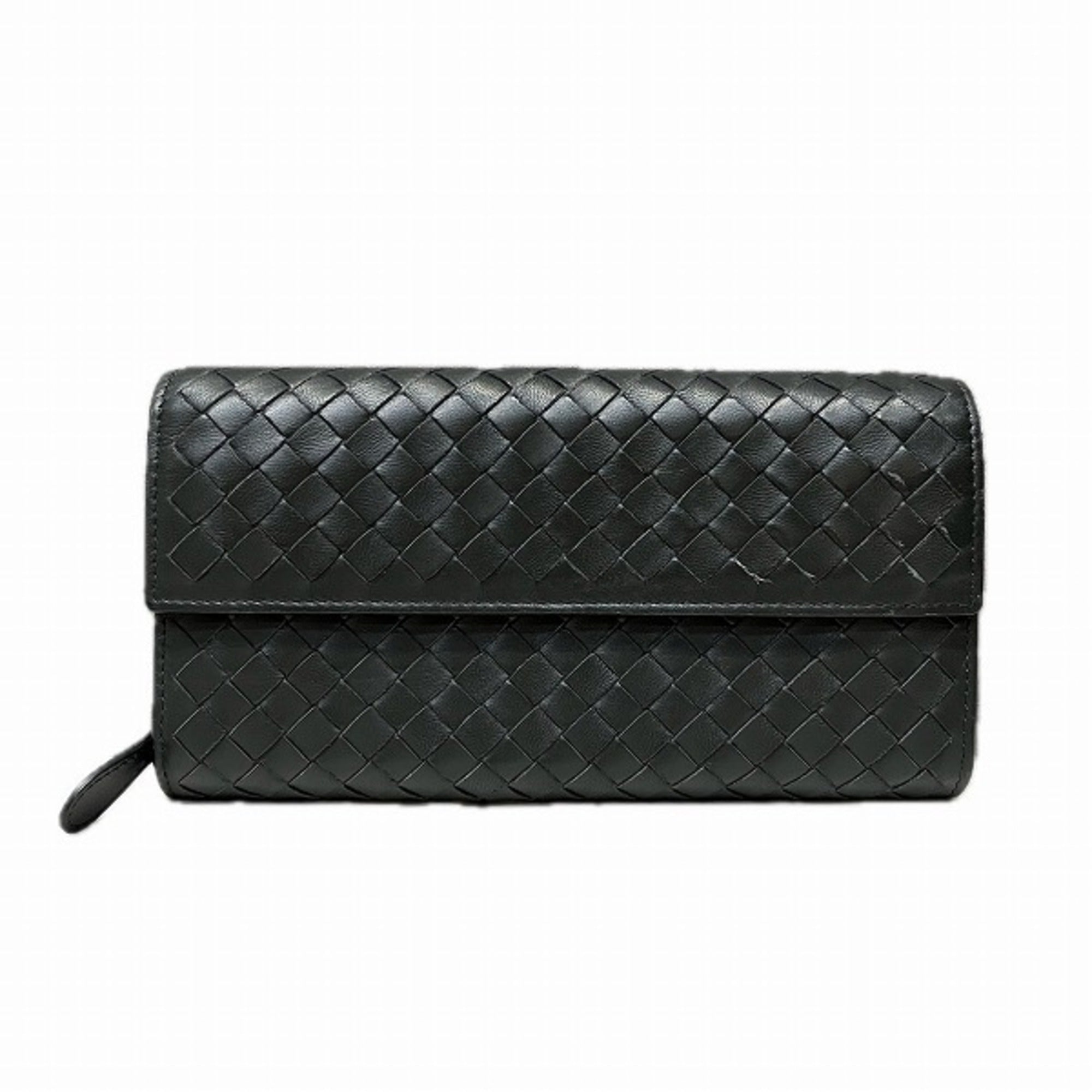 Bottega Veneta Black Leather Long Wallet (Bi-Fold) (Pre-Owned)