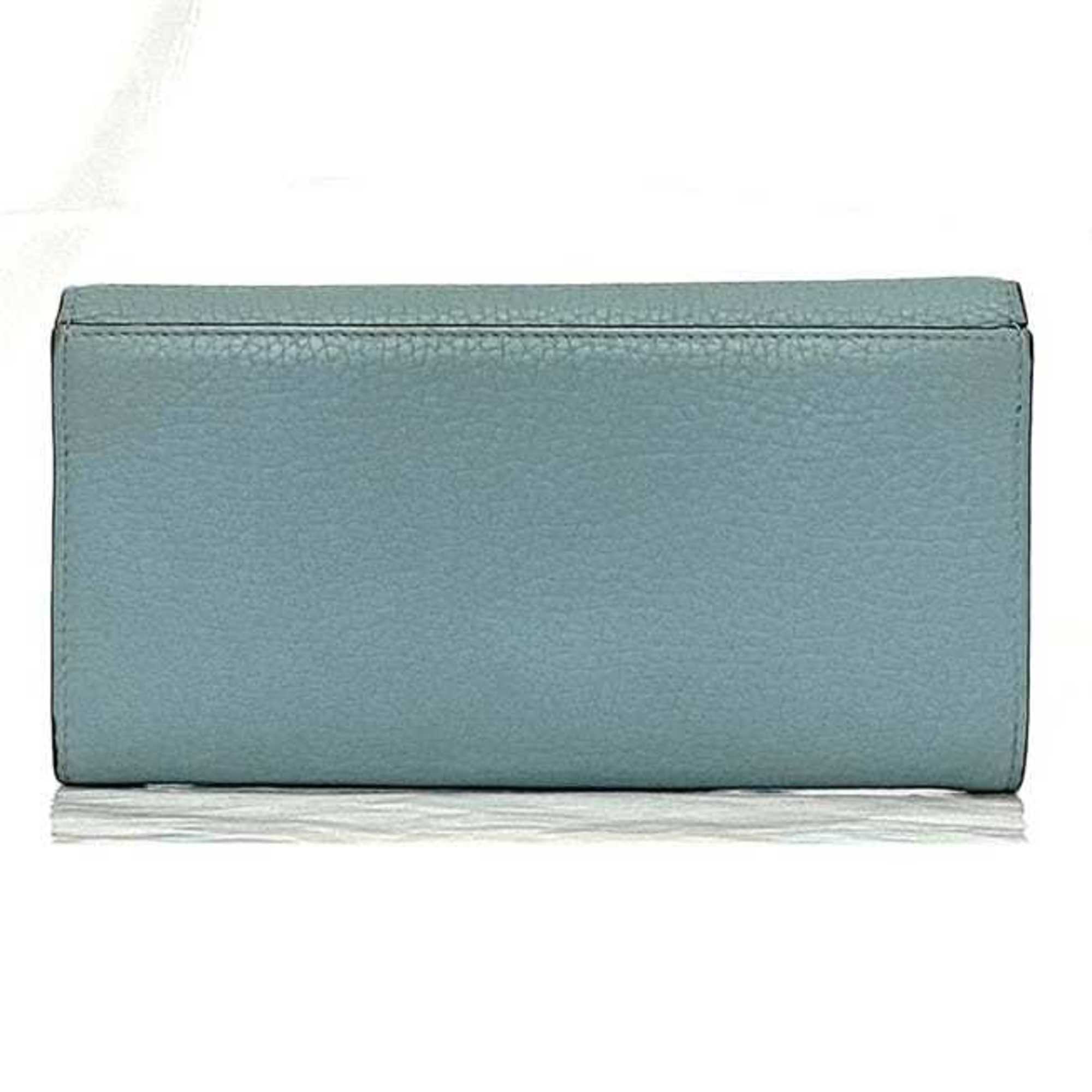 Christian Dior Light Blue Leather Long Wallet (Bi-Fold) (Pre-Owned)