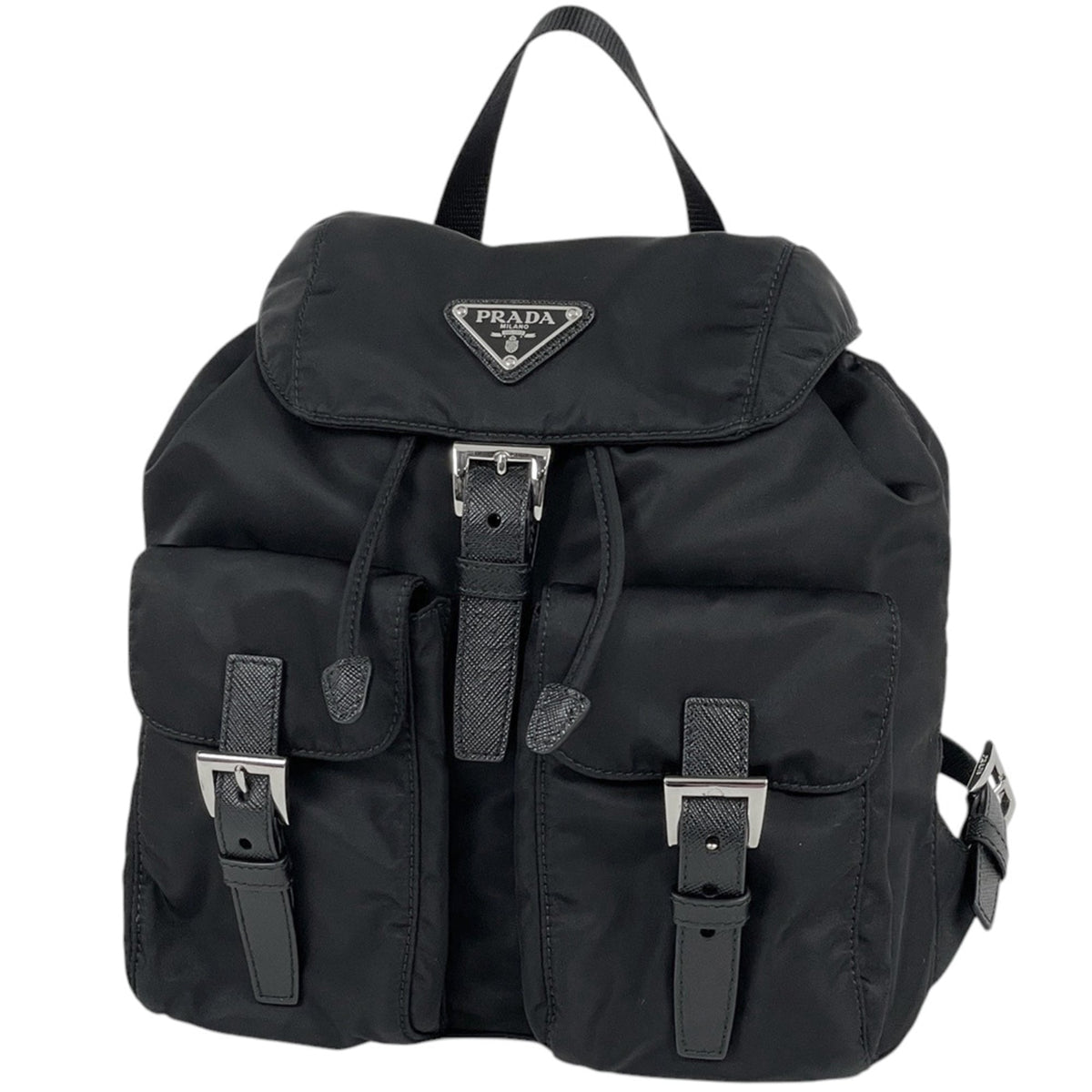 Prada Black Nylon Leather Backpack (Pre-Owned)