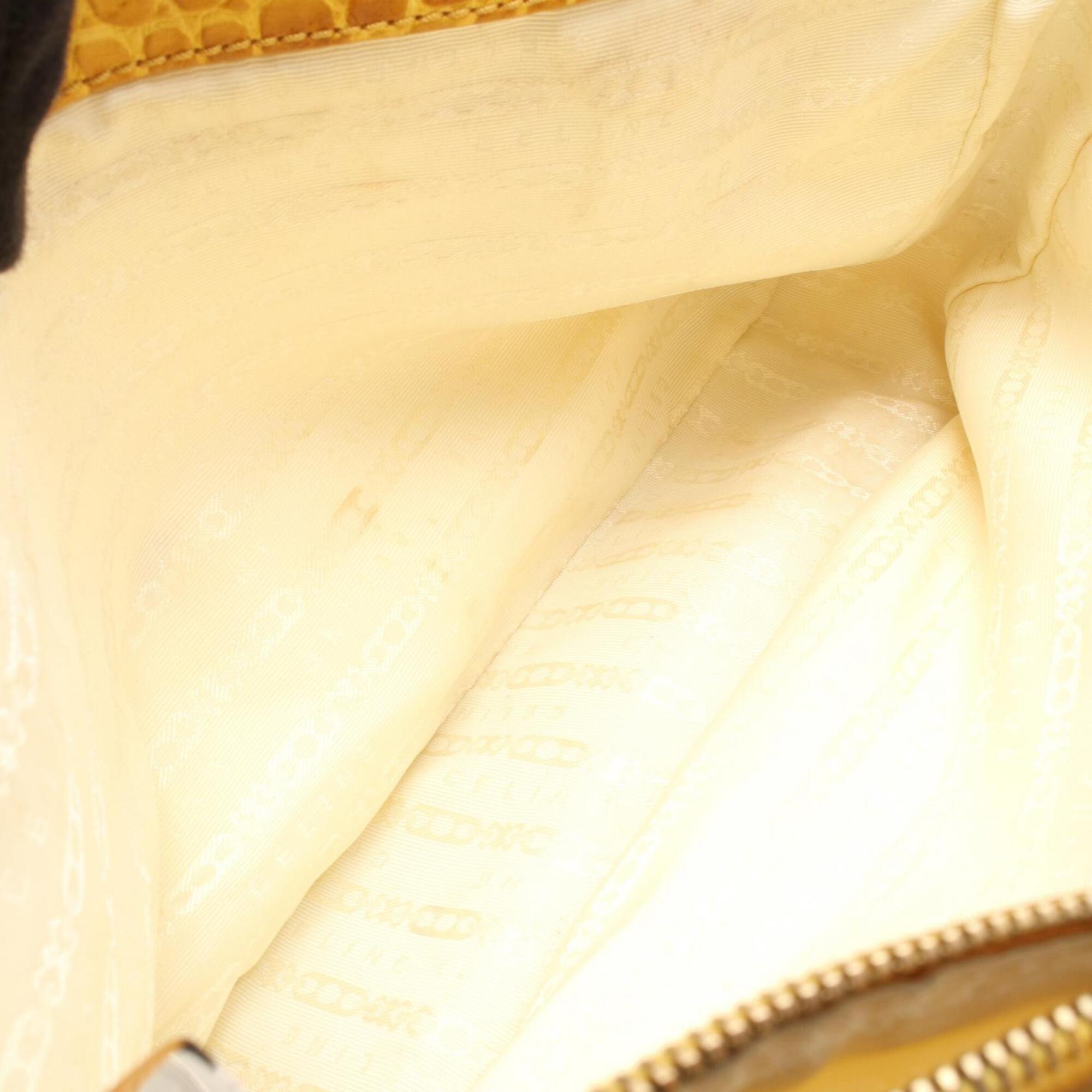 Celine Beige Yellow Canvas Leather Handbag (Pre-Owned)