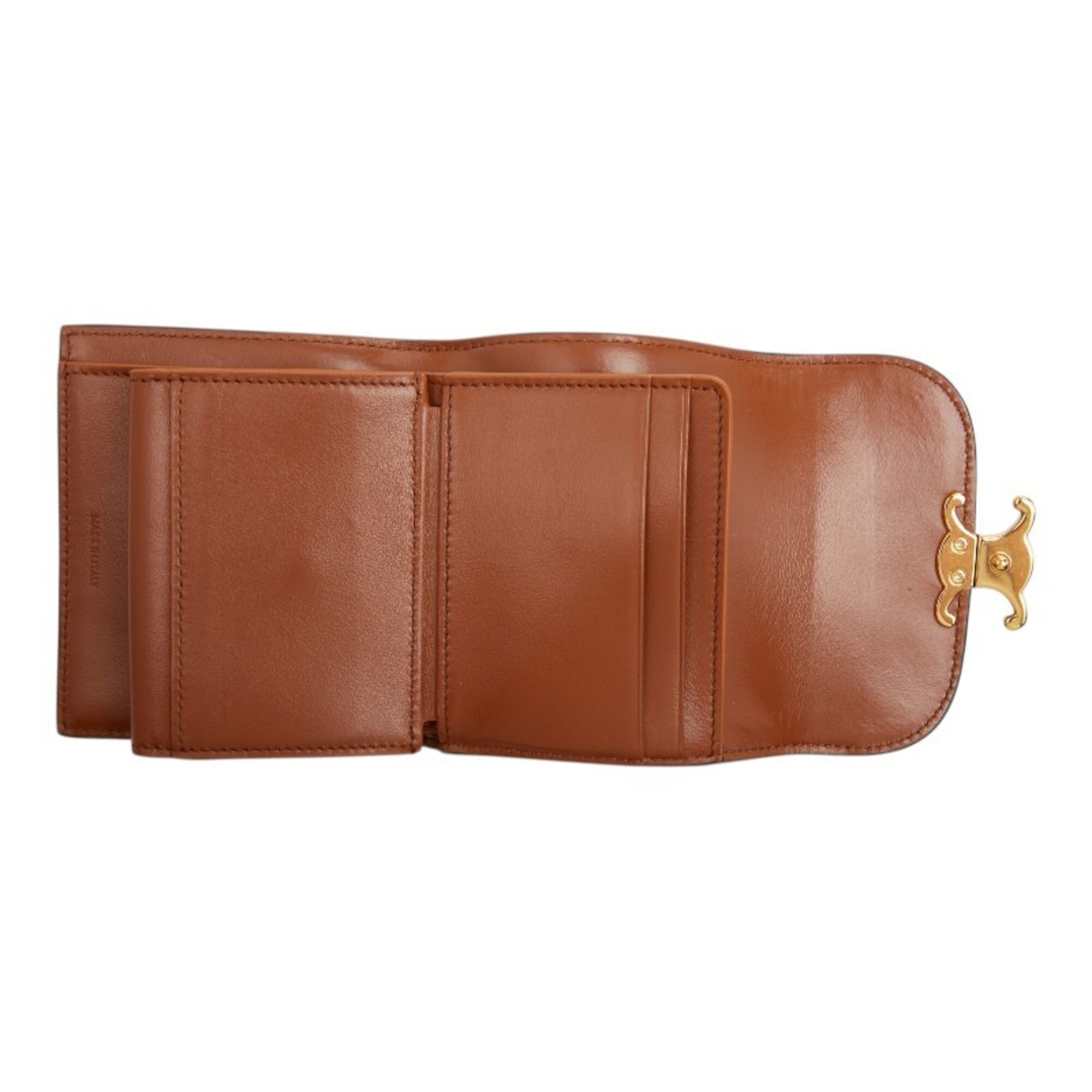Celine Beige Brown Canvas Leather Wallet (Bi-Fold) (Pre-Owned)