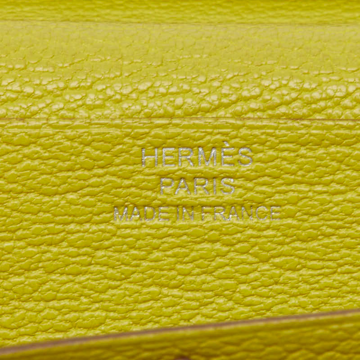 Hermes Lime Yellow Chevre Leather Long Wallet (Bi-Fold) (Pre-Owned)