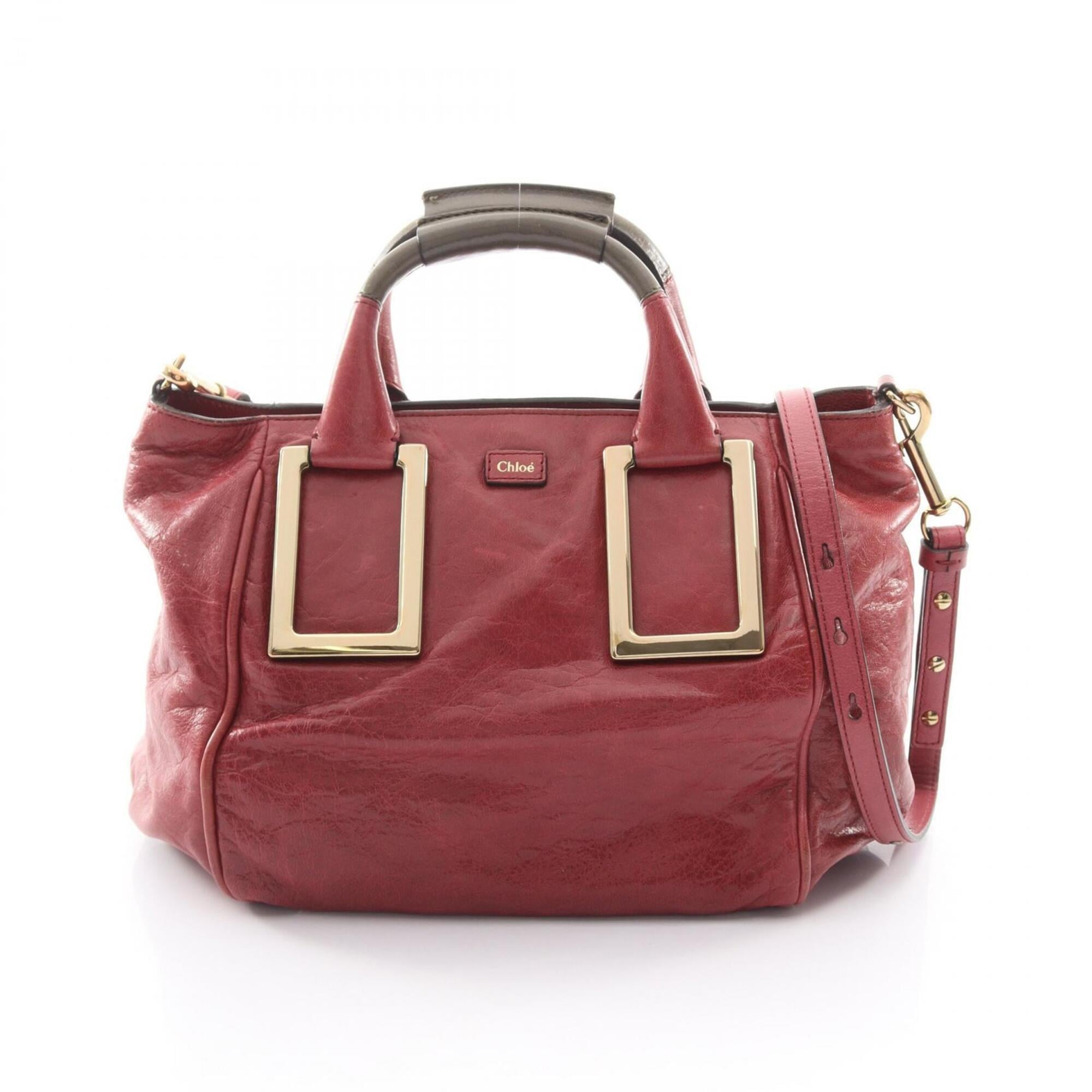 Chloé Green Red Color Leather Handbag (Pre-Owned)