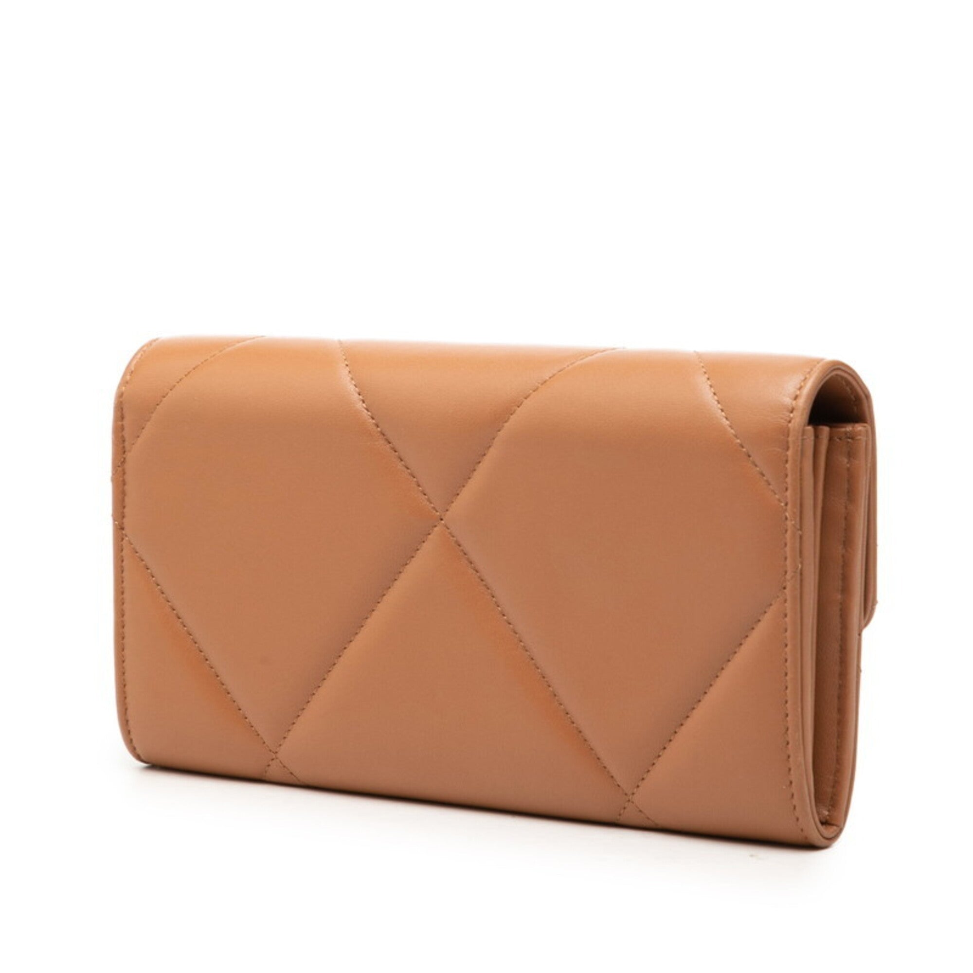 Chanel Brown Leather Long Wallet (Bi-Fold) (Pre-Owned)