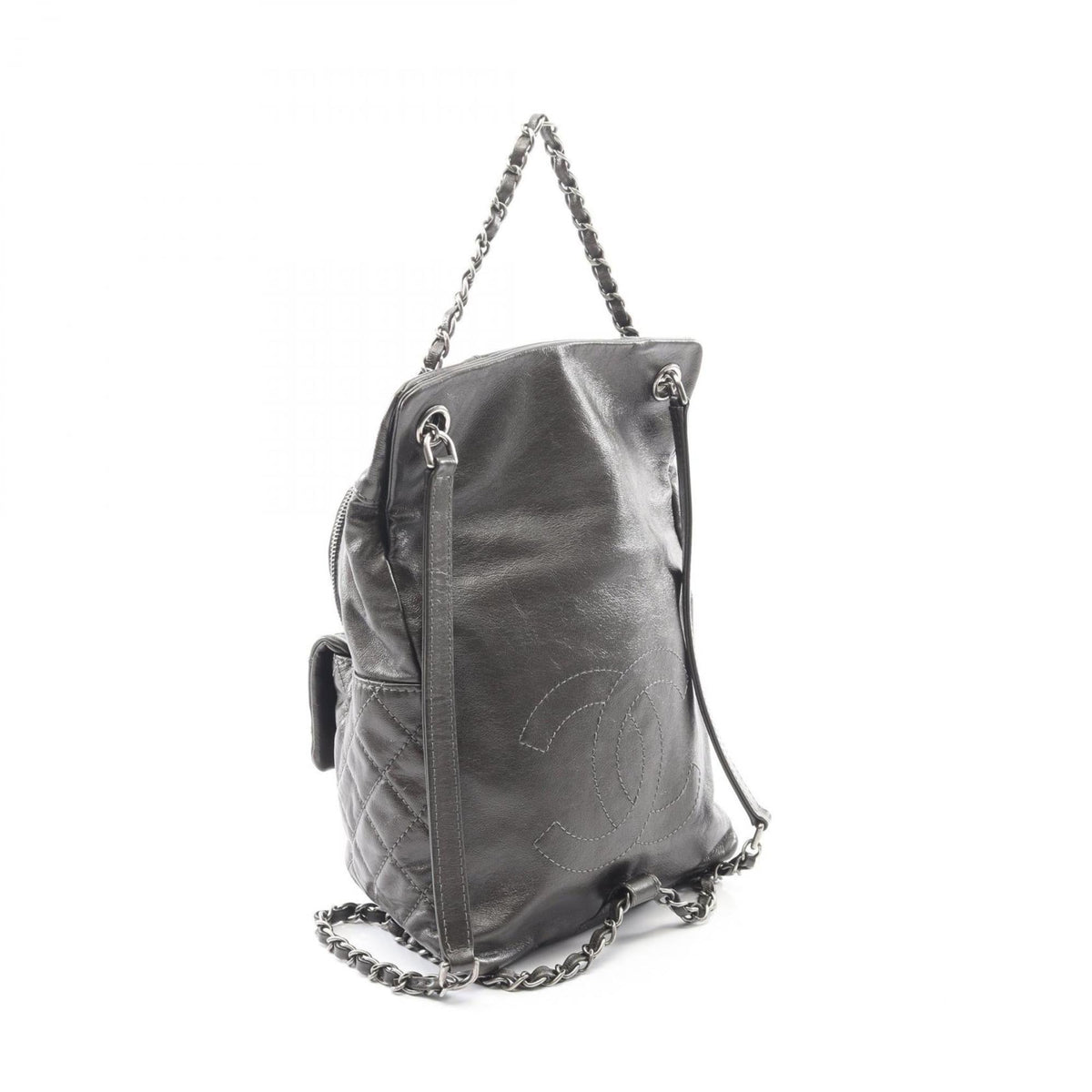 Chanel Gray Leather Backpack (Pre-Owned)