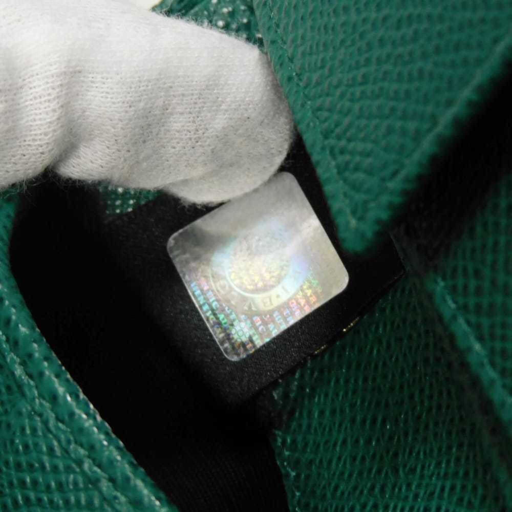 Bvlgari Black Emerald Green Leather Wallet (Bi-Fold) (Pre-Owned)