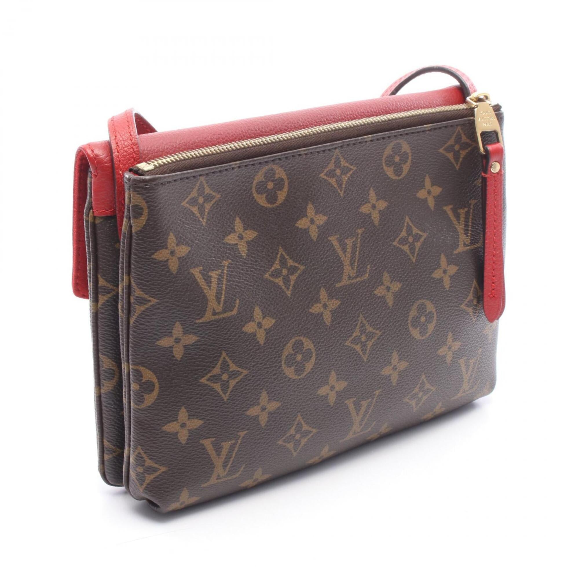 Louis Vuitton Brown Red Color Coated Canvas Leather Handbag Shoulder Bag (Pre-Owned)