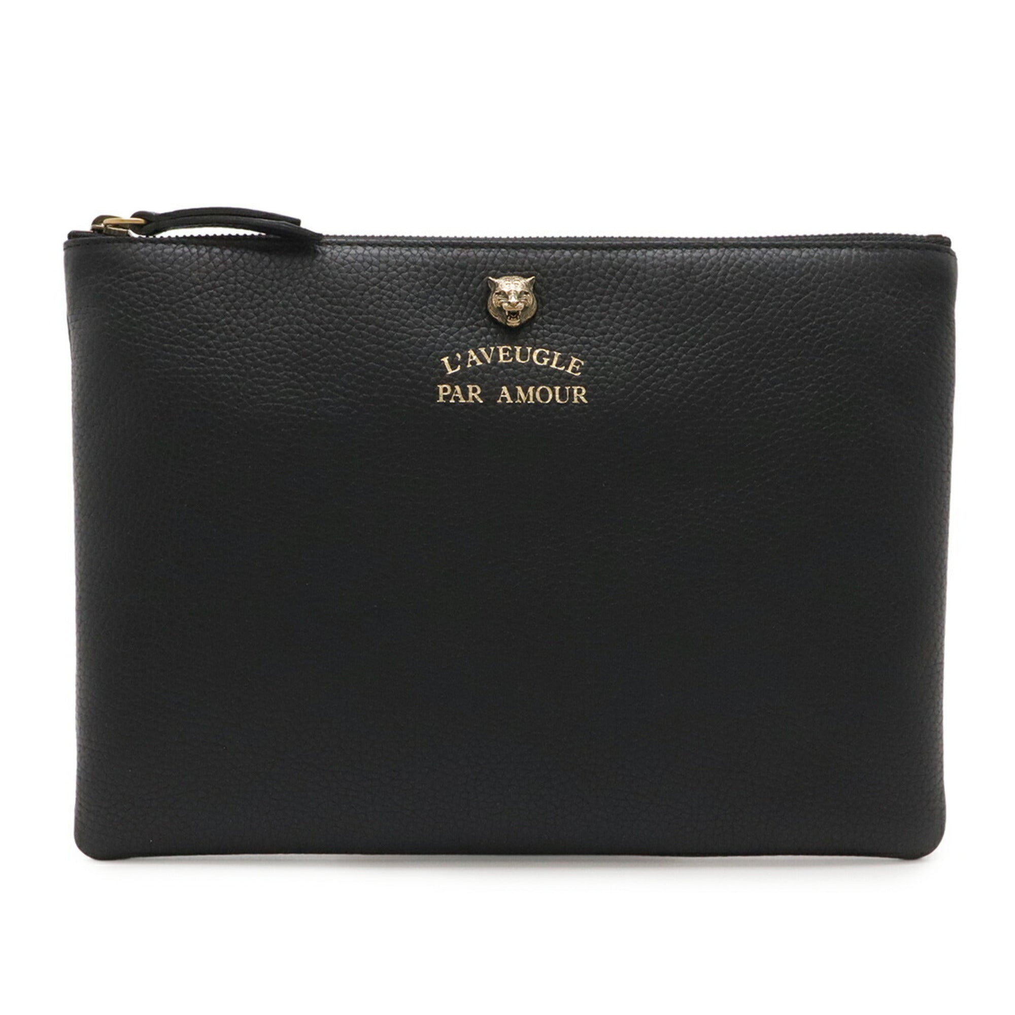 Gucci Black Leather Clutch Bag (Pre-Owned)
