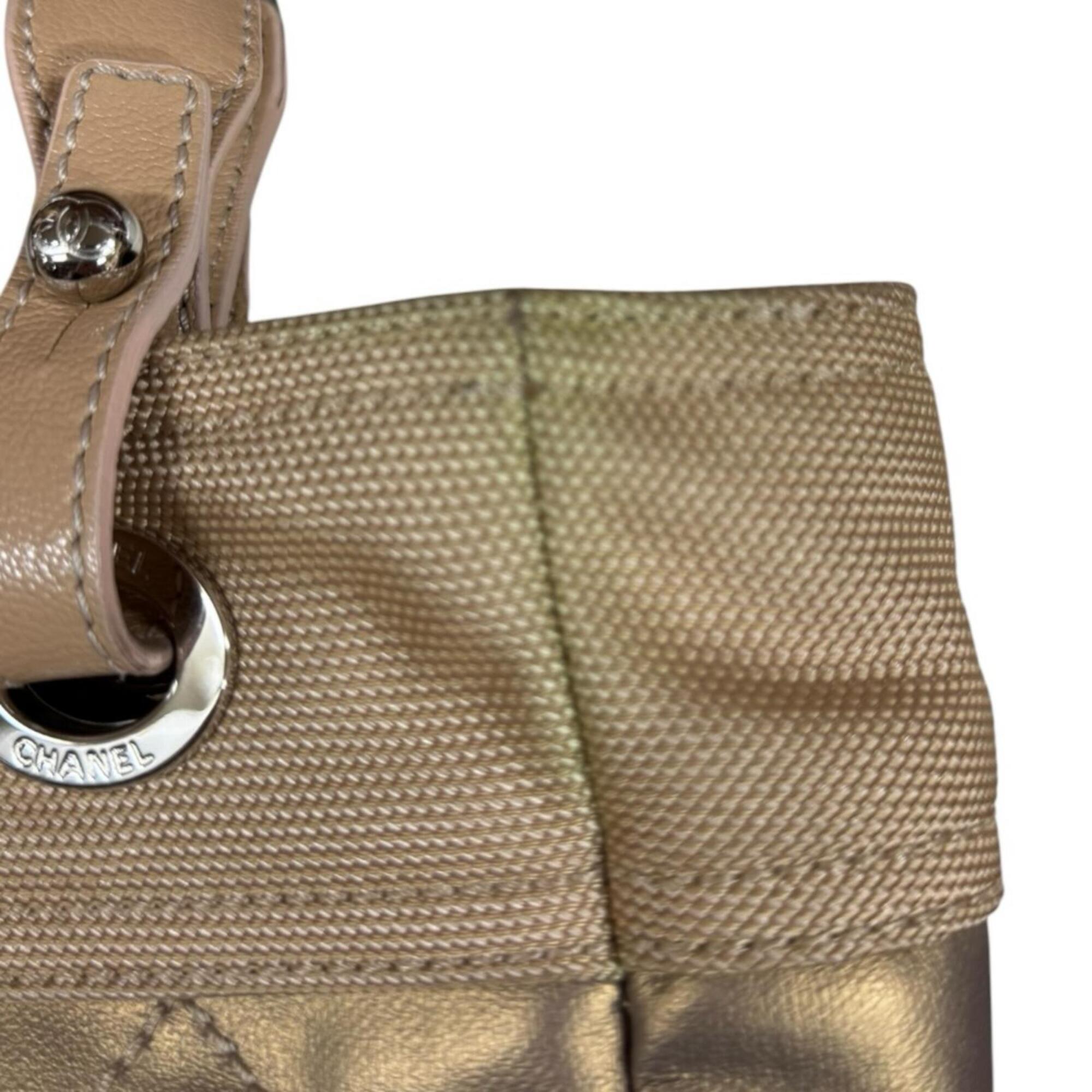 Chanel Gold Coated Canvas Pvc Leather Tote Bag (Pre-Owned)