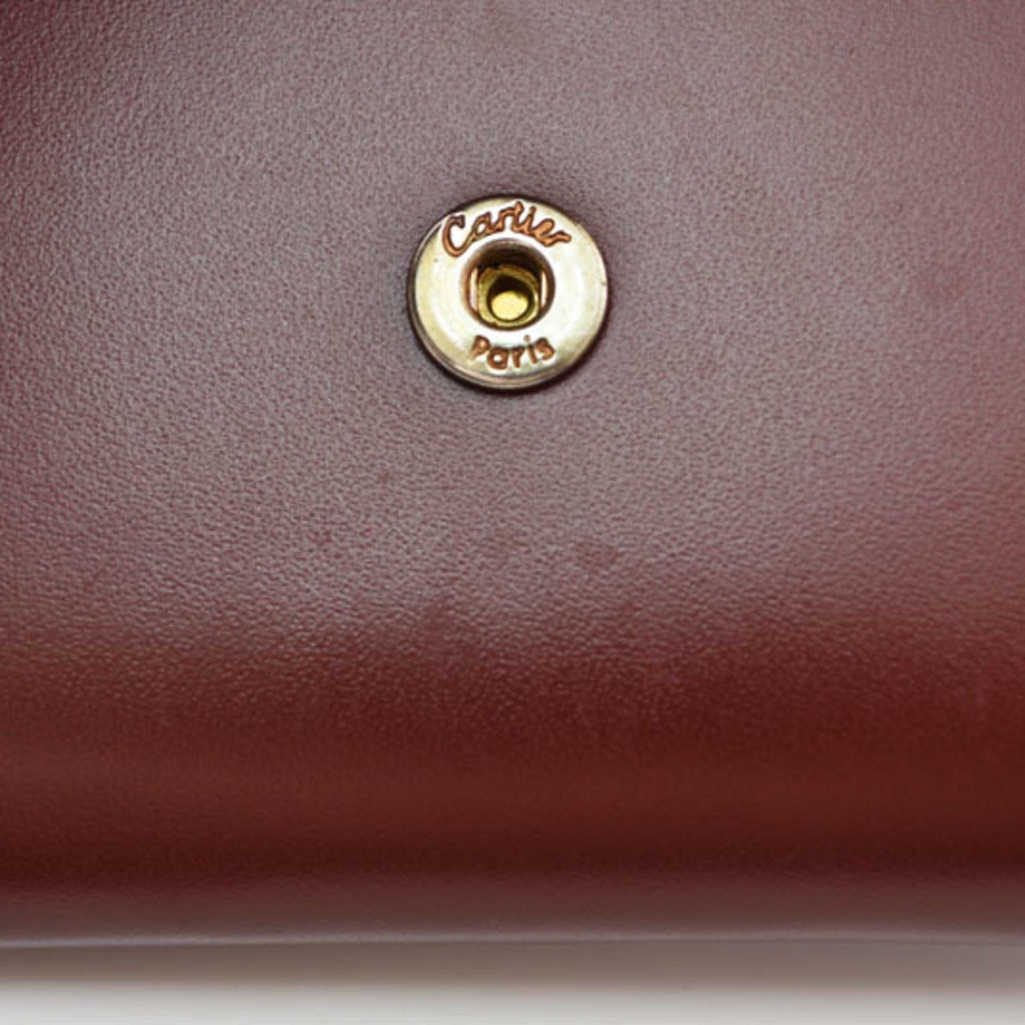 Cartier Bordeaux Leather Coin Purse/Coin Case (Pre-Owned)