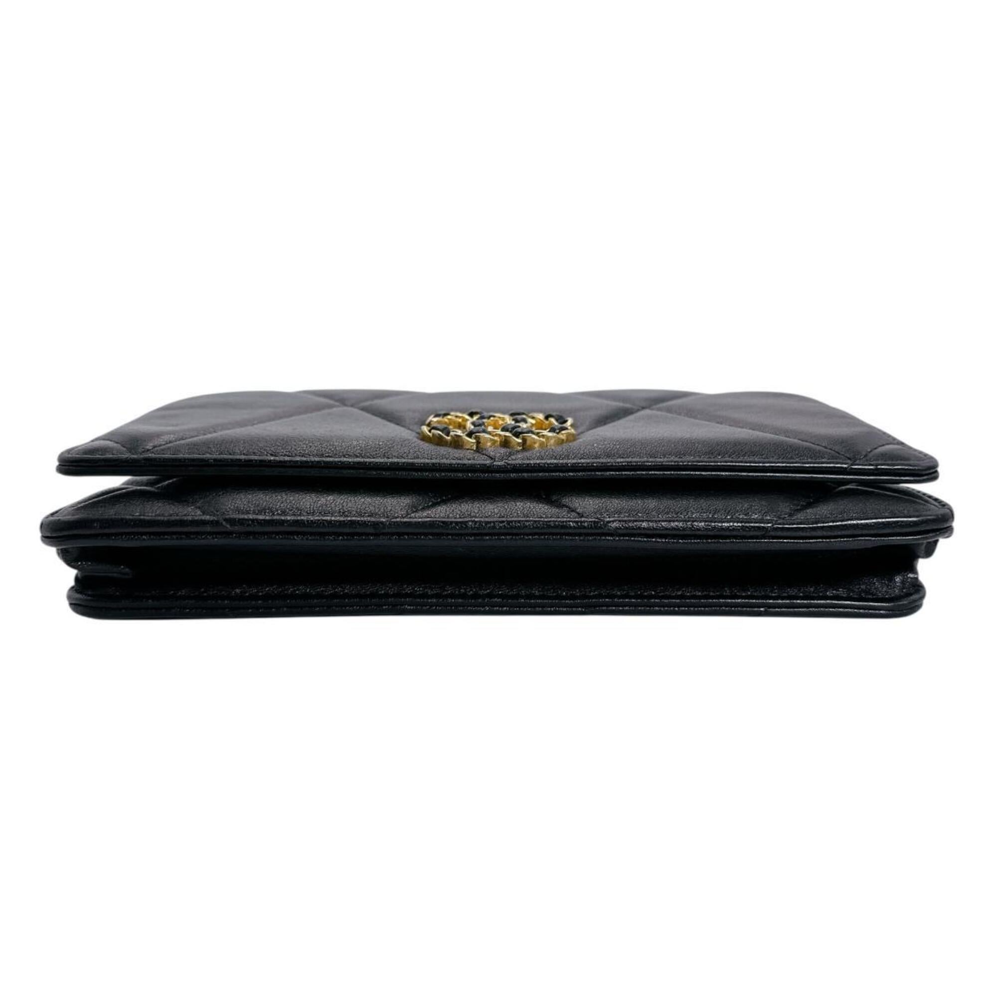 Chanel Black Leather Chain/Shoulder Wallet (Pre-Owned)