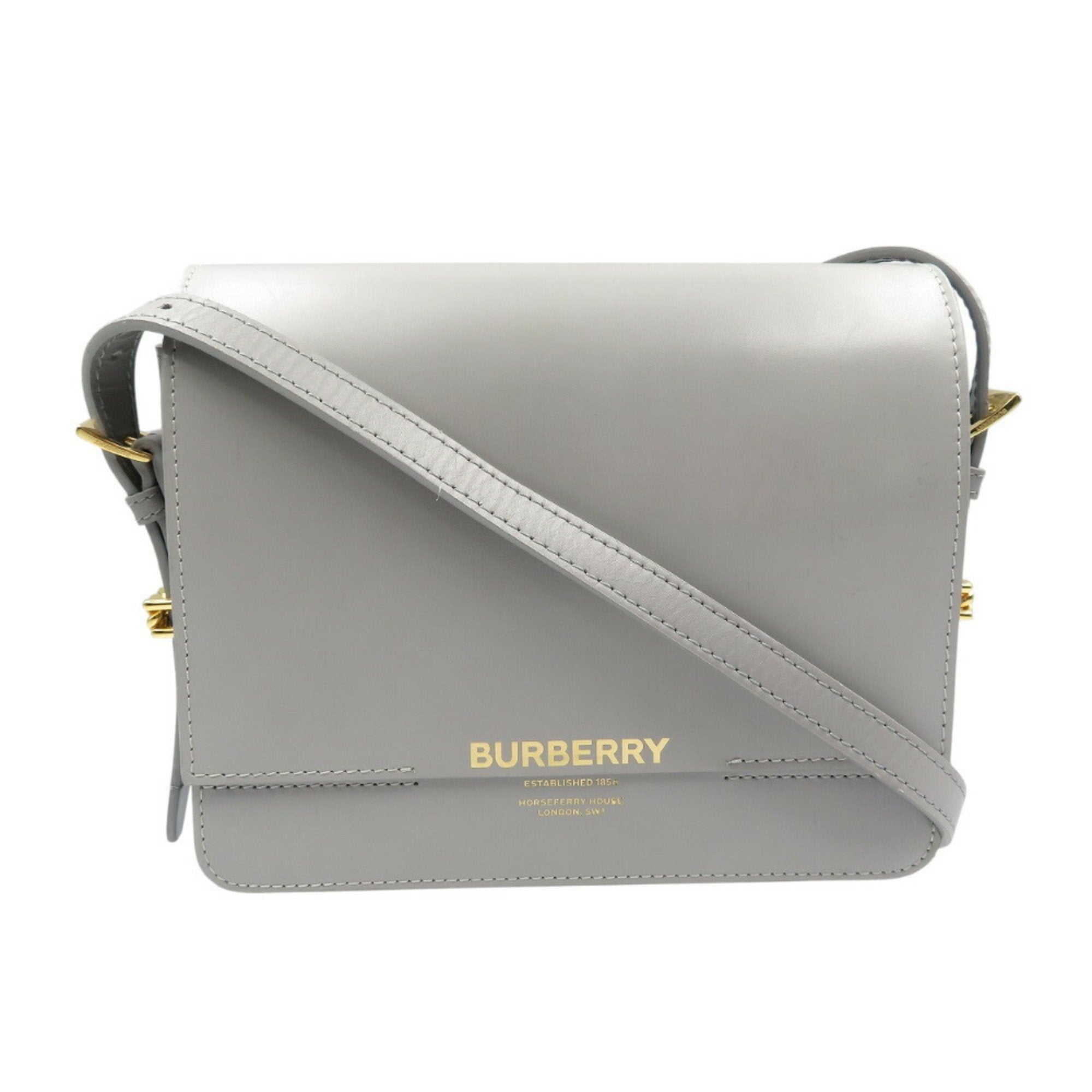 Burberry Gray Leather Shoulder Bag (Pre-Owned)