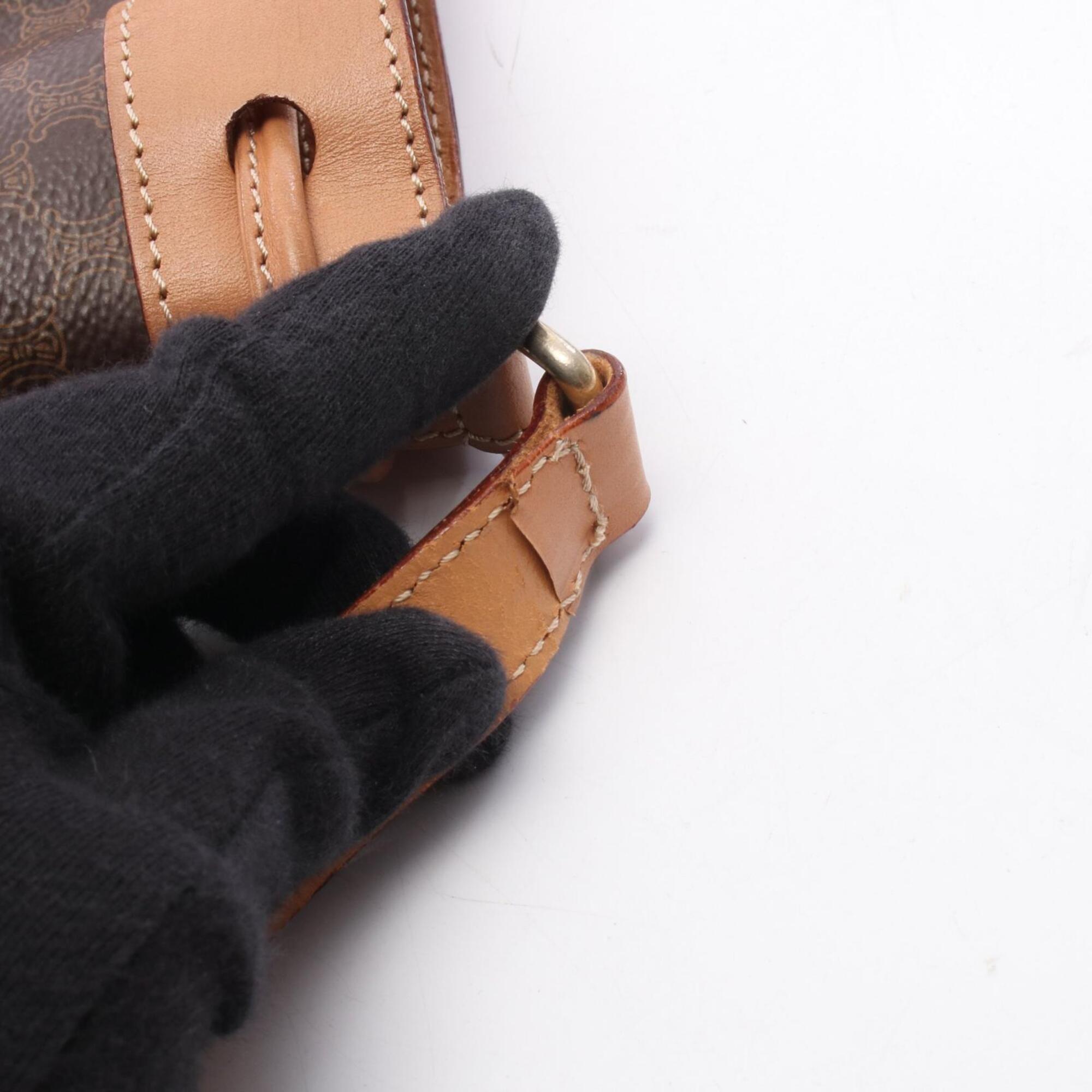 Celine Brown Coated Canvas Leather Handbag Shoulder Bag (Pre-Owned)