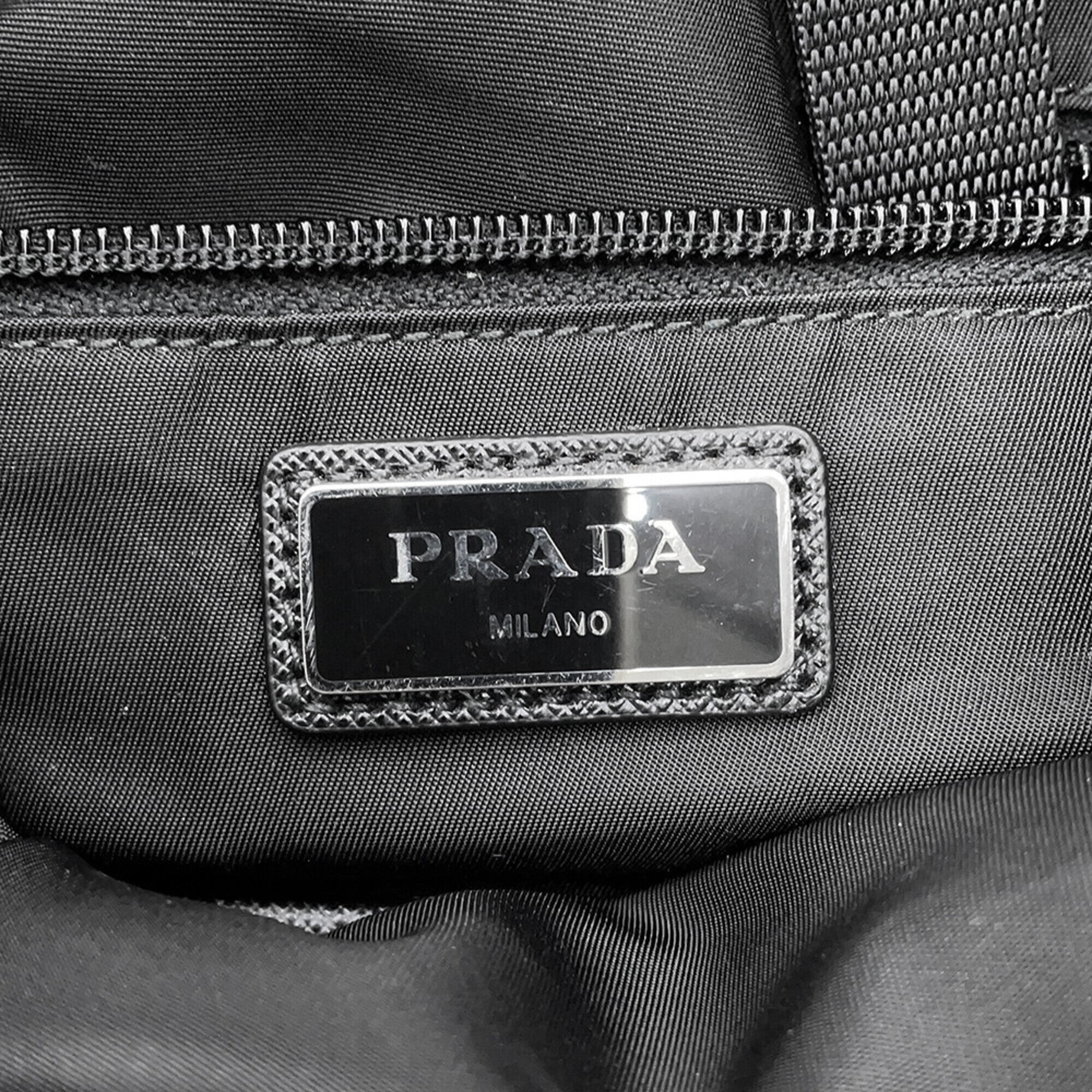 Prada Black Multi-Color Nylon Leather Backpack (Pre-Owned)