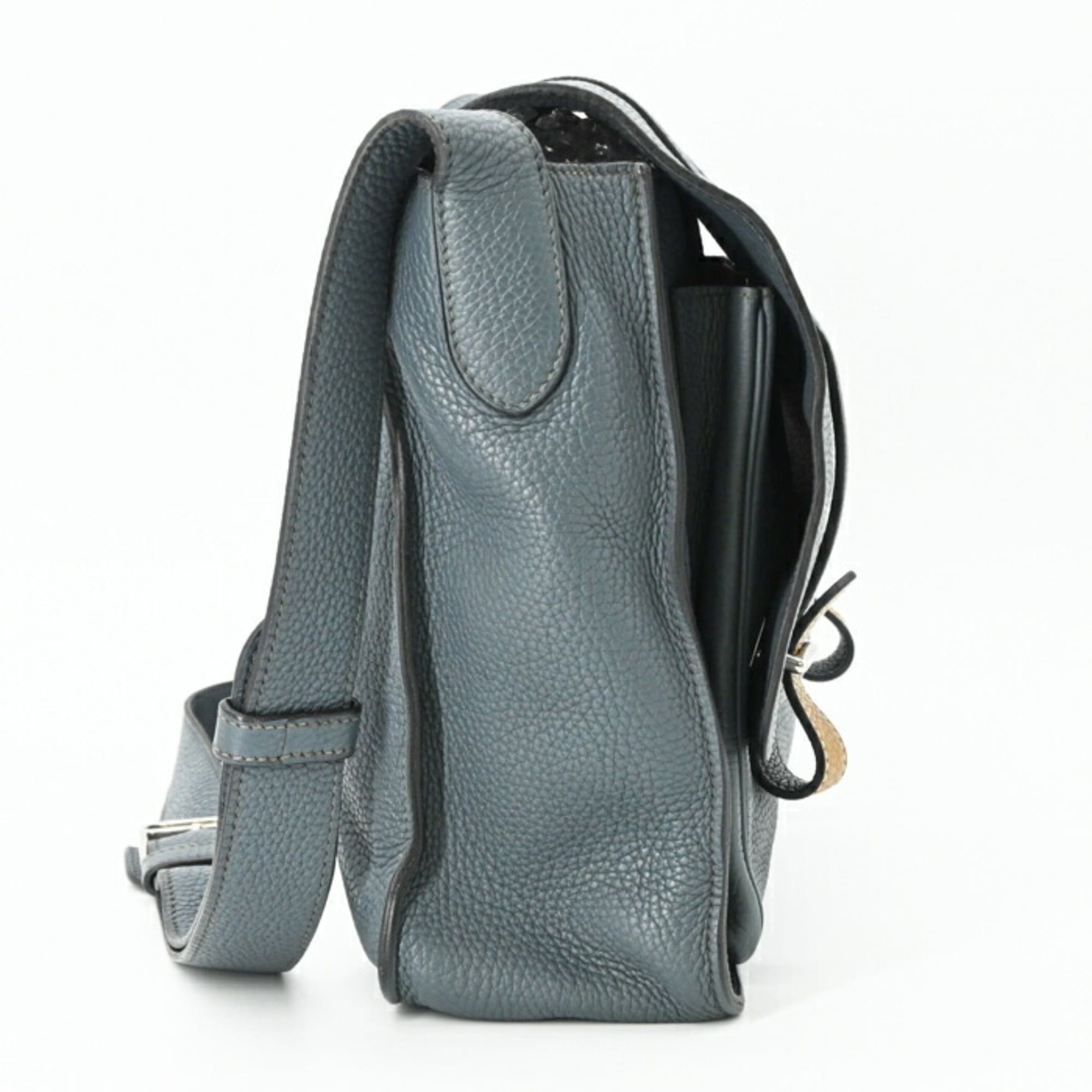 Hermes Blue Brown Taurillon Clemence Leather Leather Shoulder Bag (Pre-Owned)