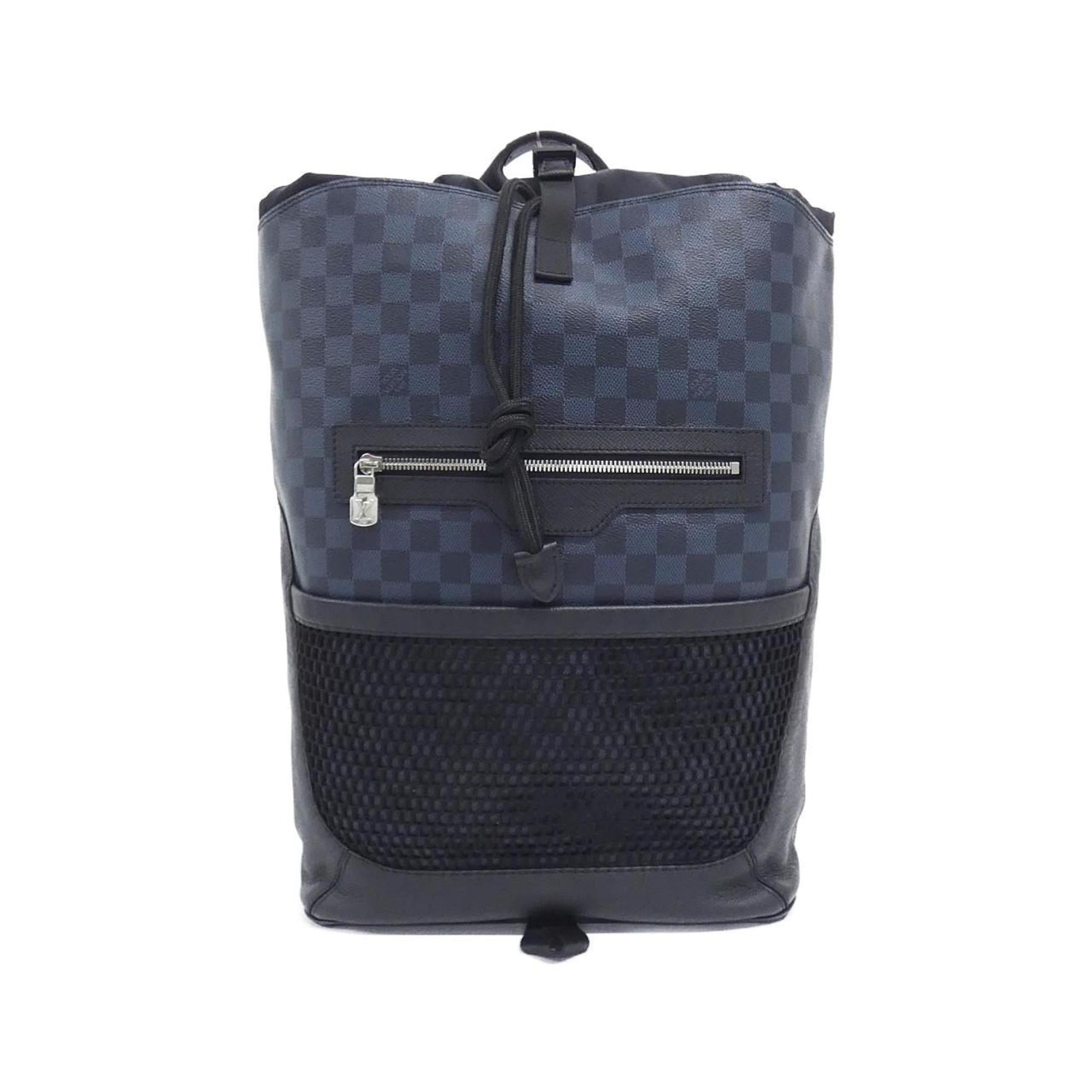 Louis Vuitton Black Cobalt Coated Canvas Leather Backpack (Pre-Owned)