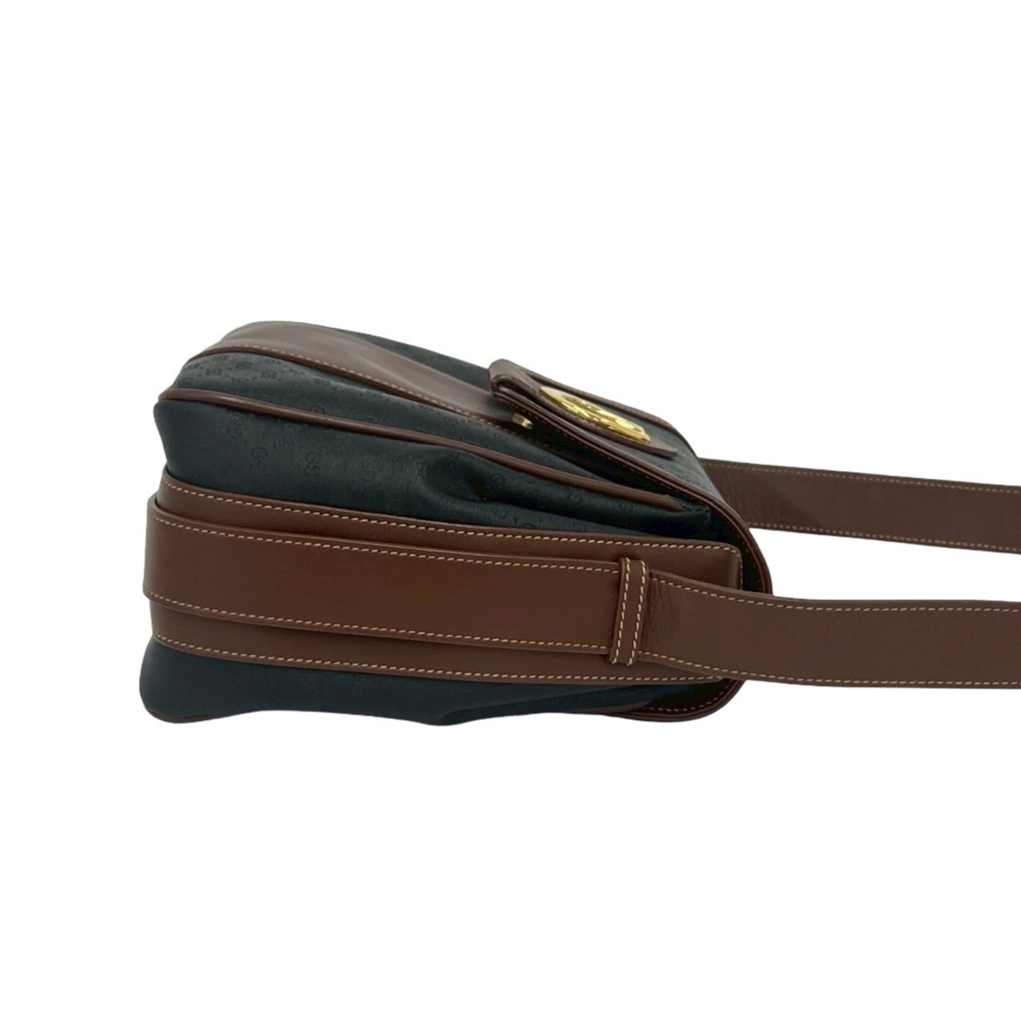 Gucci Black Brown Leather Pvc Shoulder Bag (Pre-Owned)