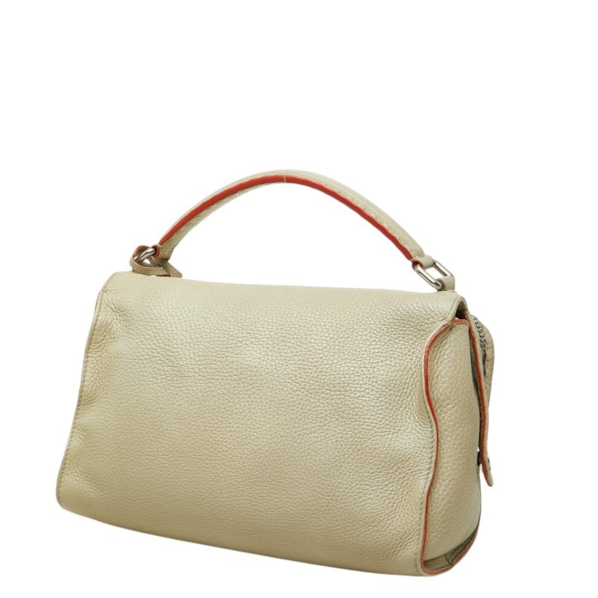 Fendi Beige Grayish Leather Handbag Shoulder Bag (Pre-Owned)