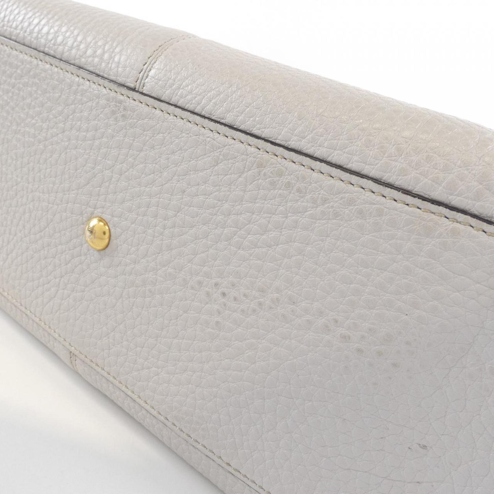 Fendi Beige Ivory Off-White Leather Handbag (Pre-Owned)