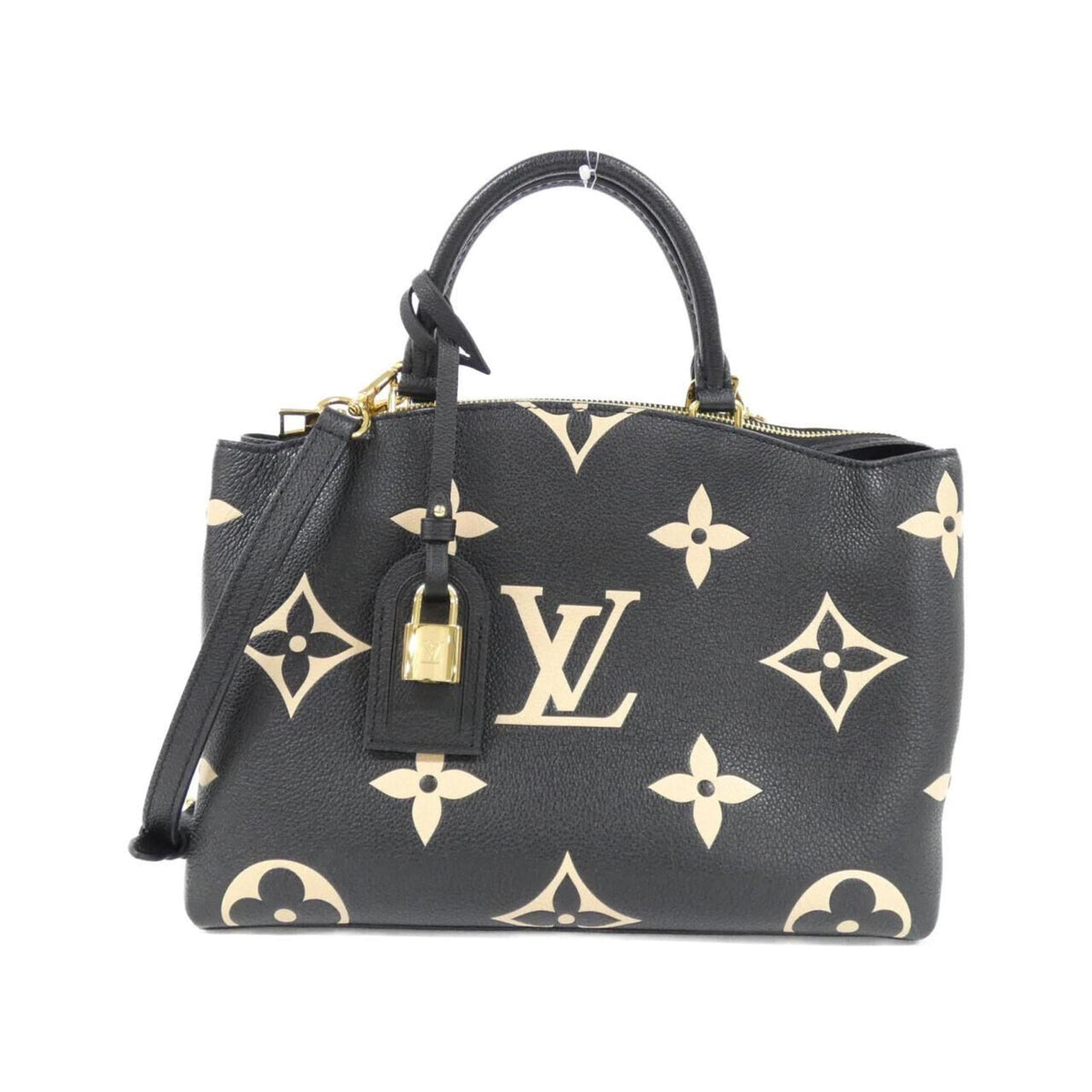 Louis Vuitton Beige Black Leather Handbag (Pre-Owned)