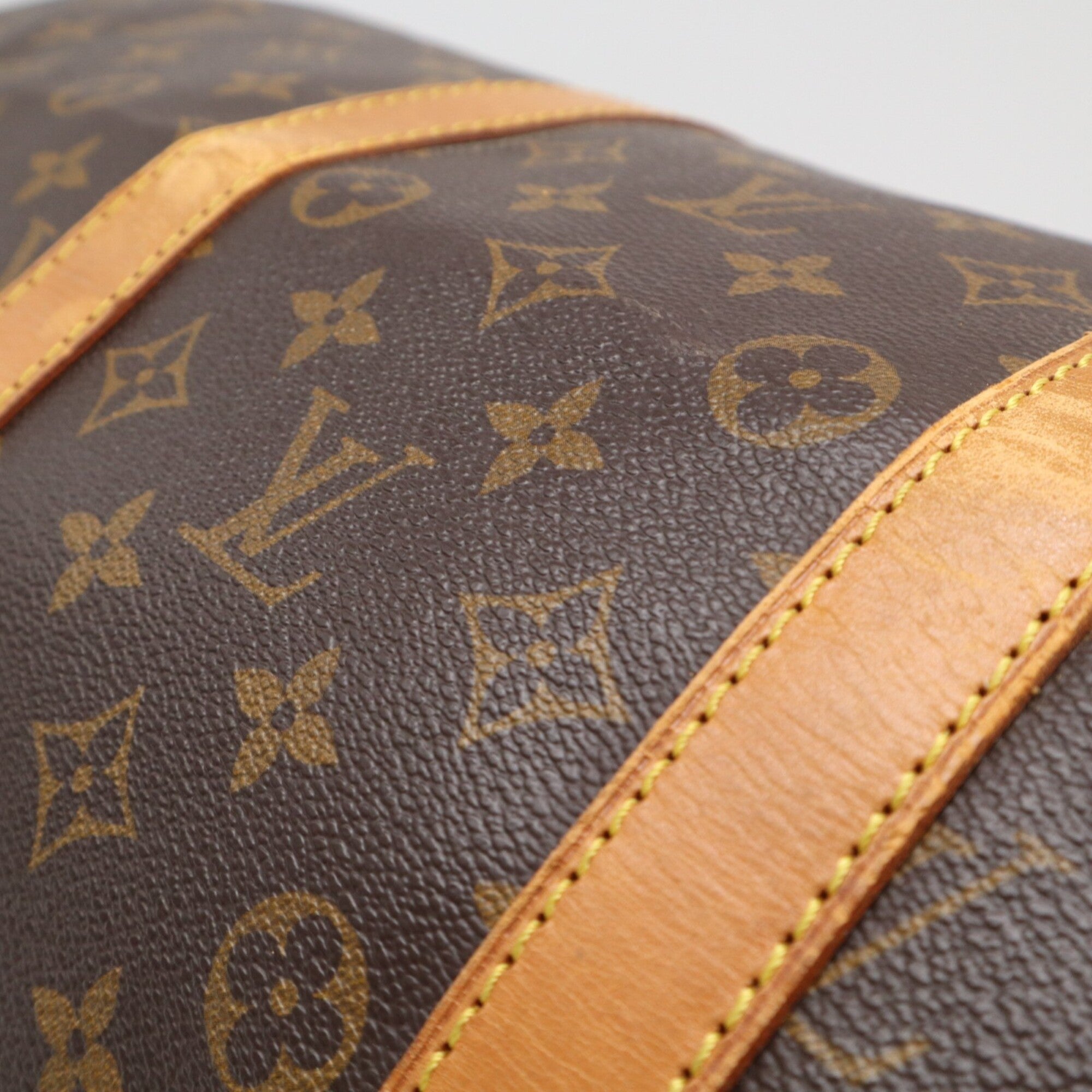 Louis Vuitton Monogram Beige Brown Coated Canvas Leather Boston Bag (Pre-Owned)