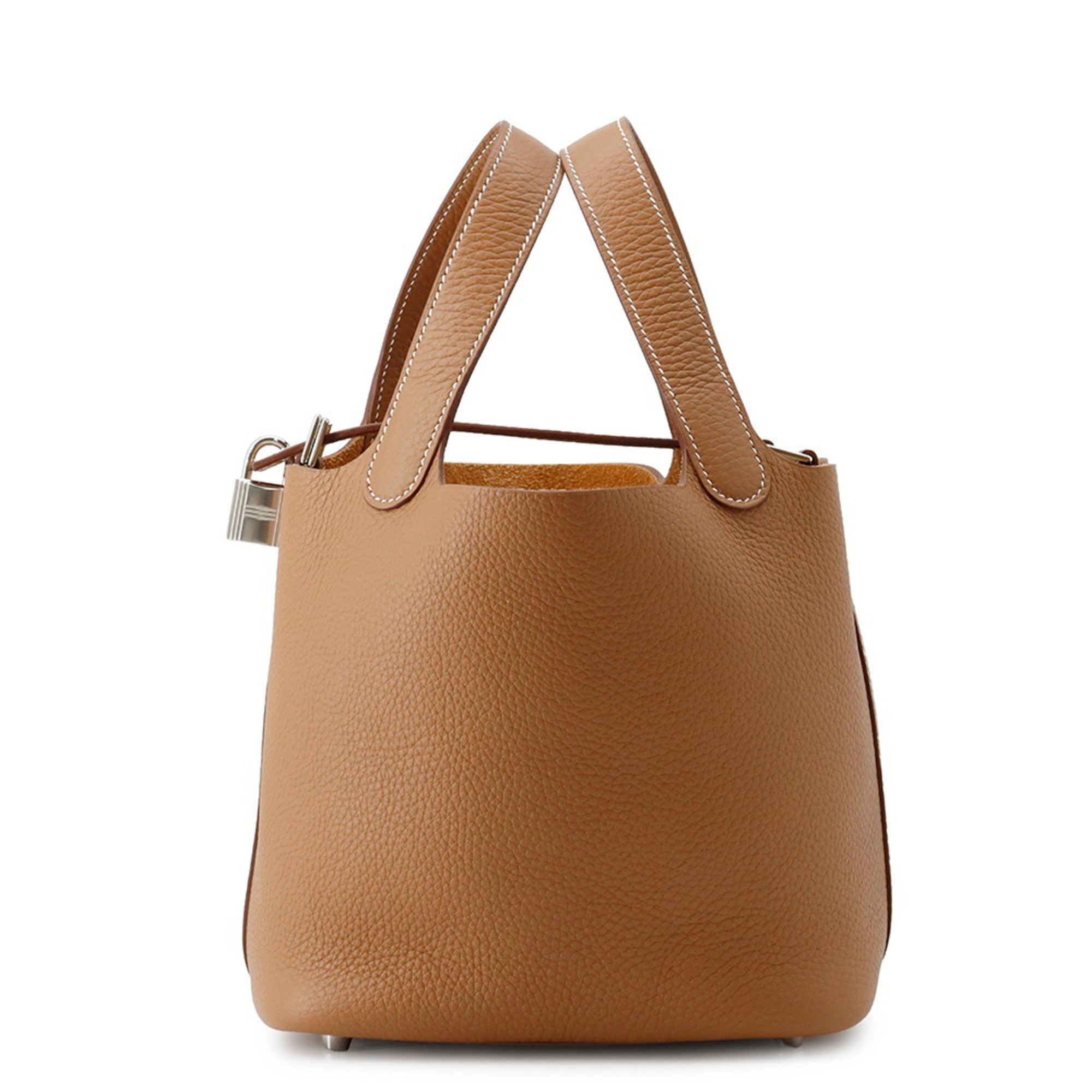 Hermes Picotin Gold Taurillon Clemence Leather Handbag (Pre-Owned)