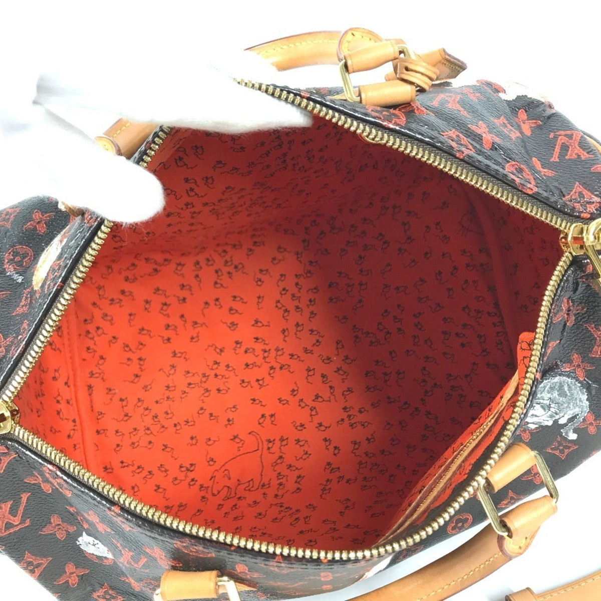Louis Vuitton Brown Orange Monogram Canvas Boston Bag Handbag Shoulder Bag (Pre-Owned)