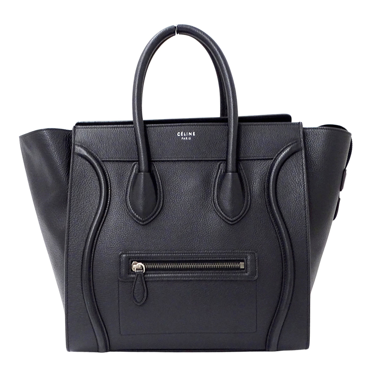 Celine Black Dark Navy Leather Handbag Tote Bag (Pre-Owned)
