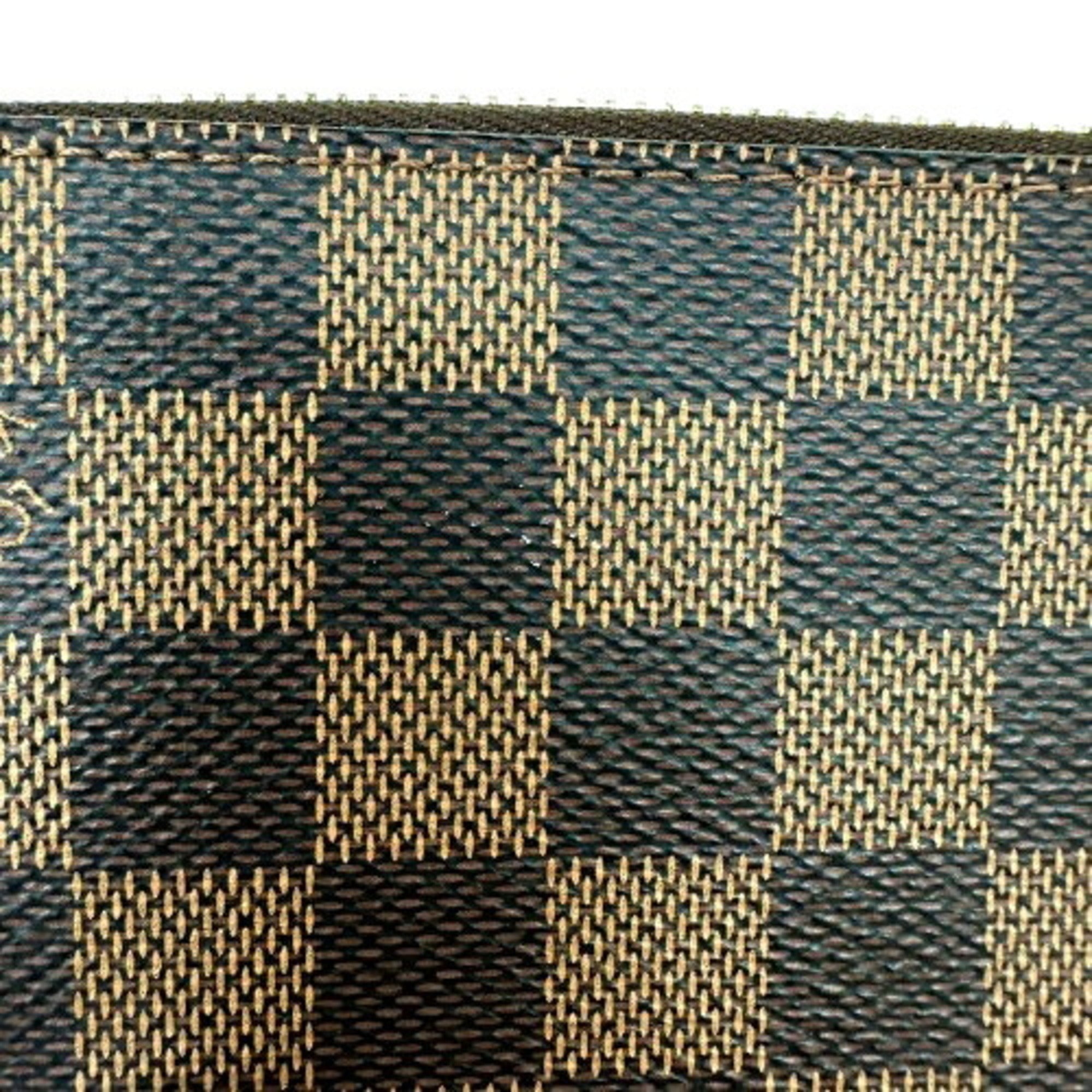 Louis Vuitton Damier Brown Leather Long Wallet (Bi-Fold) (Pre-Owned)