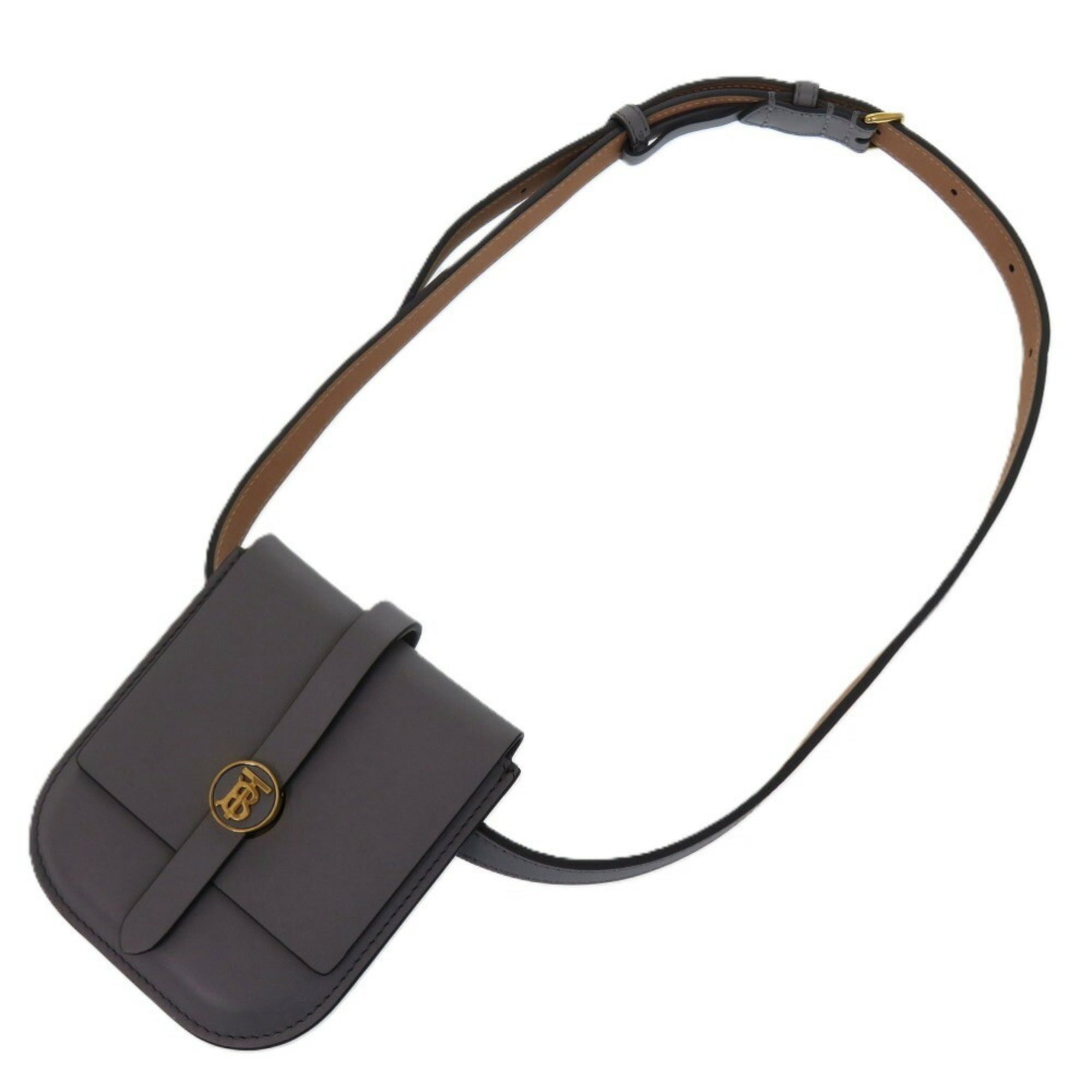 Burberry Gray Leather Fanny Pack Pouch (Pre-Owned)