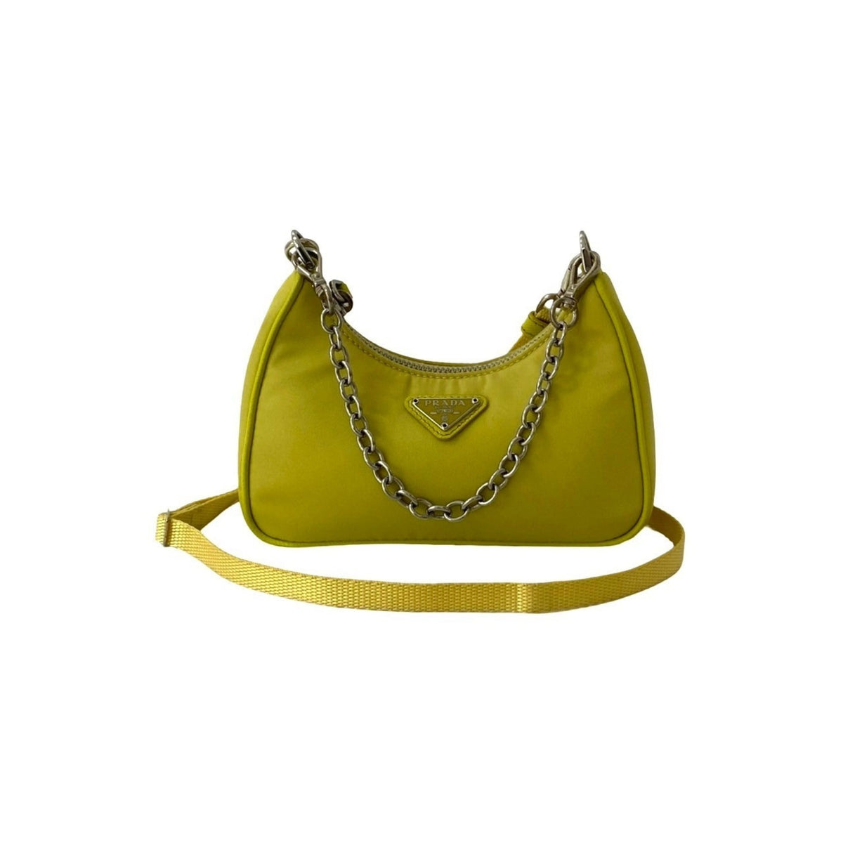 Prada Yellow Nylon Handbag Pochette Shoulder Bag (Pre-Owned)