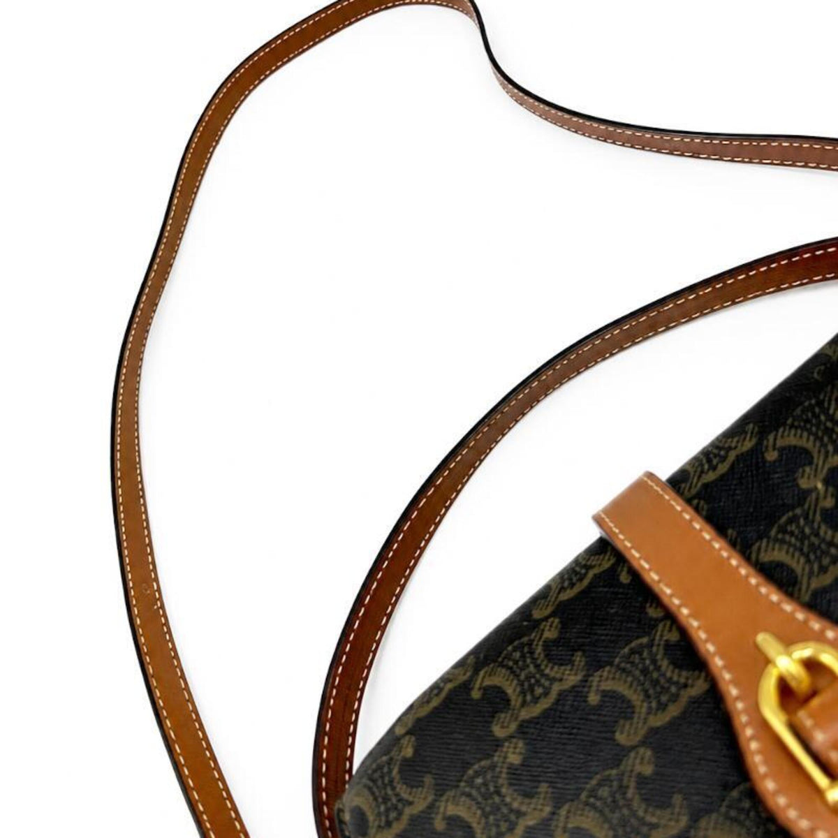 Celine Brown Coated Canvas Leather Handbag Shoulder Bag (Pre-Owned)