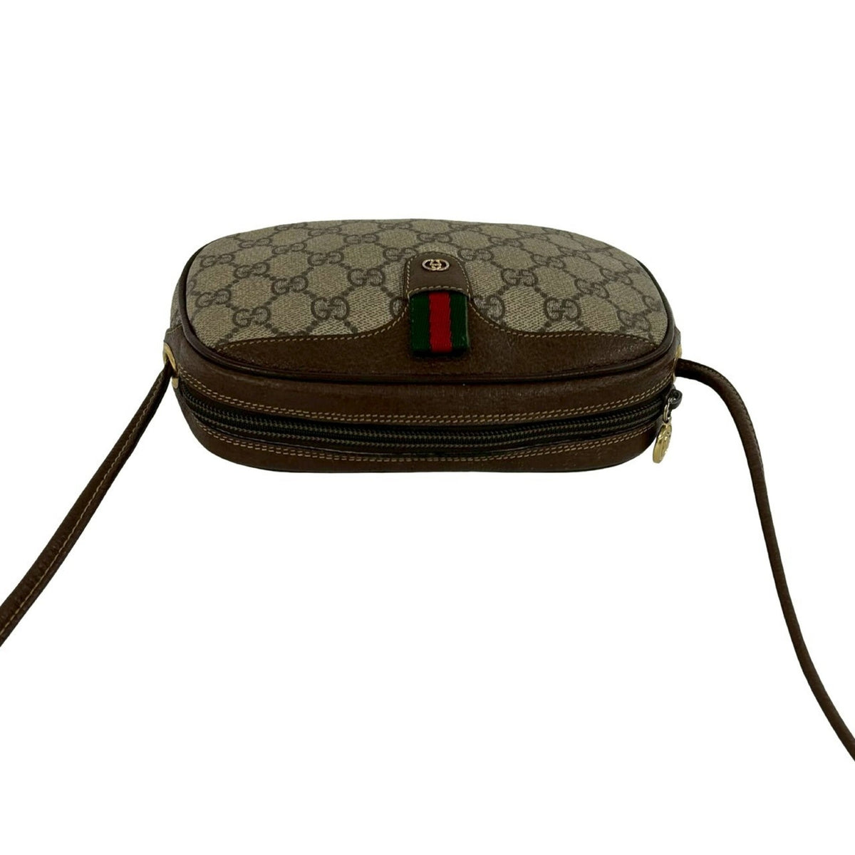 Gucci Brown Green Red Color Pvc Leather Pochette Shoulder Bag (Pre-Owned)