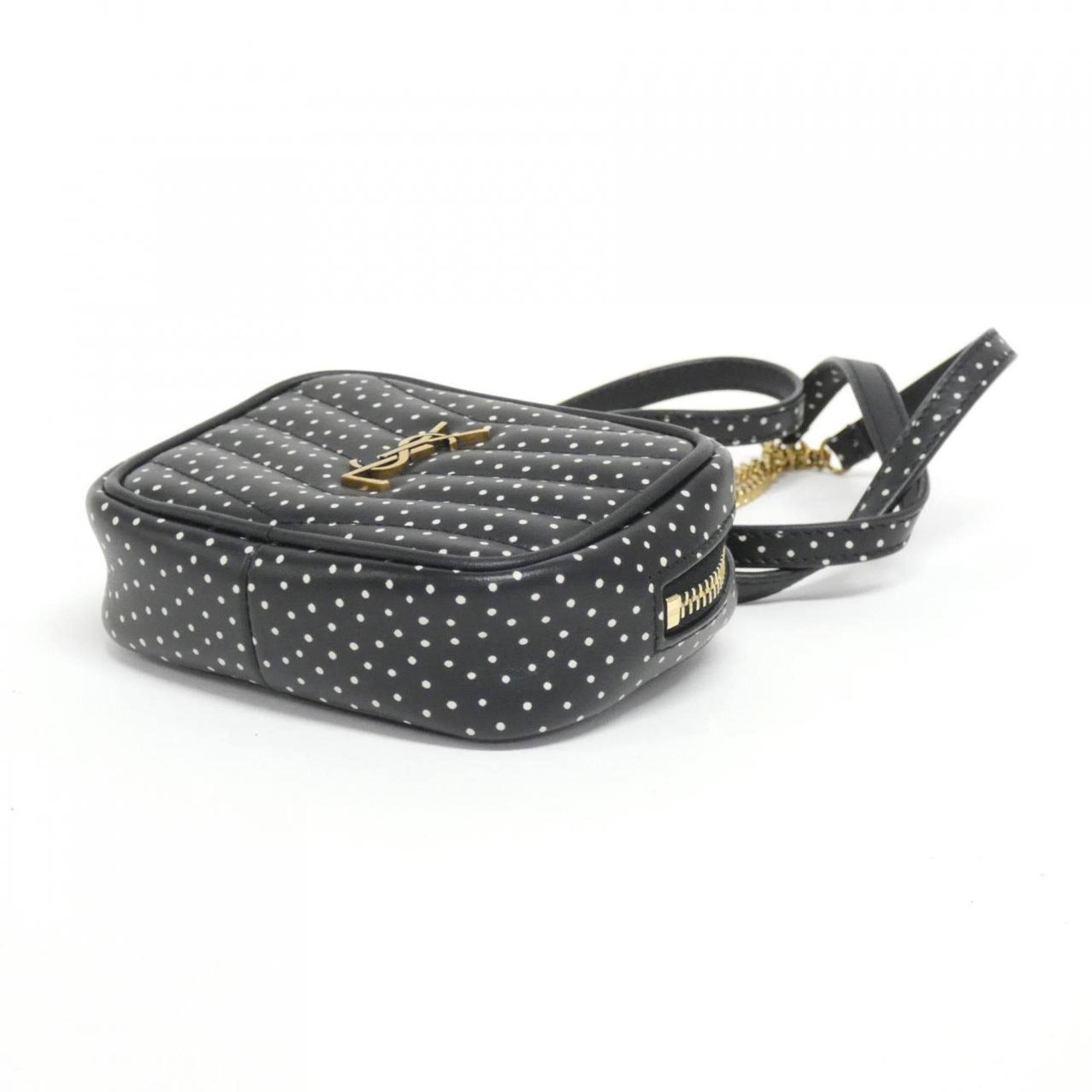 Saint Laurent Black White Leather Handbag Shoulder Bag (Pre-Owned)