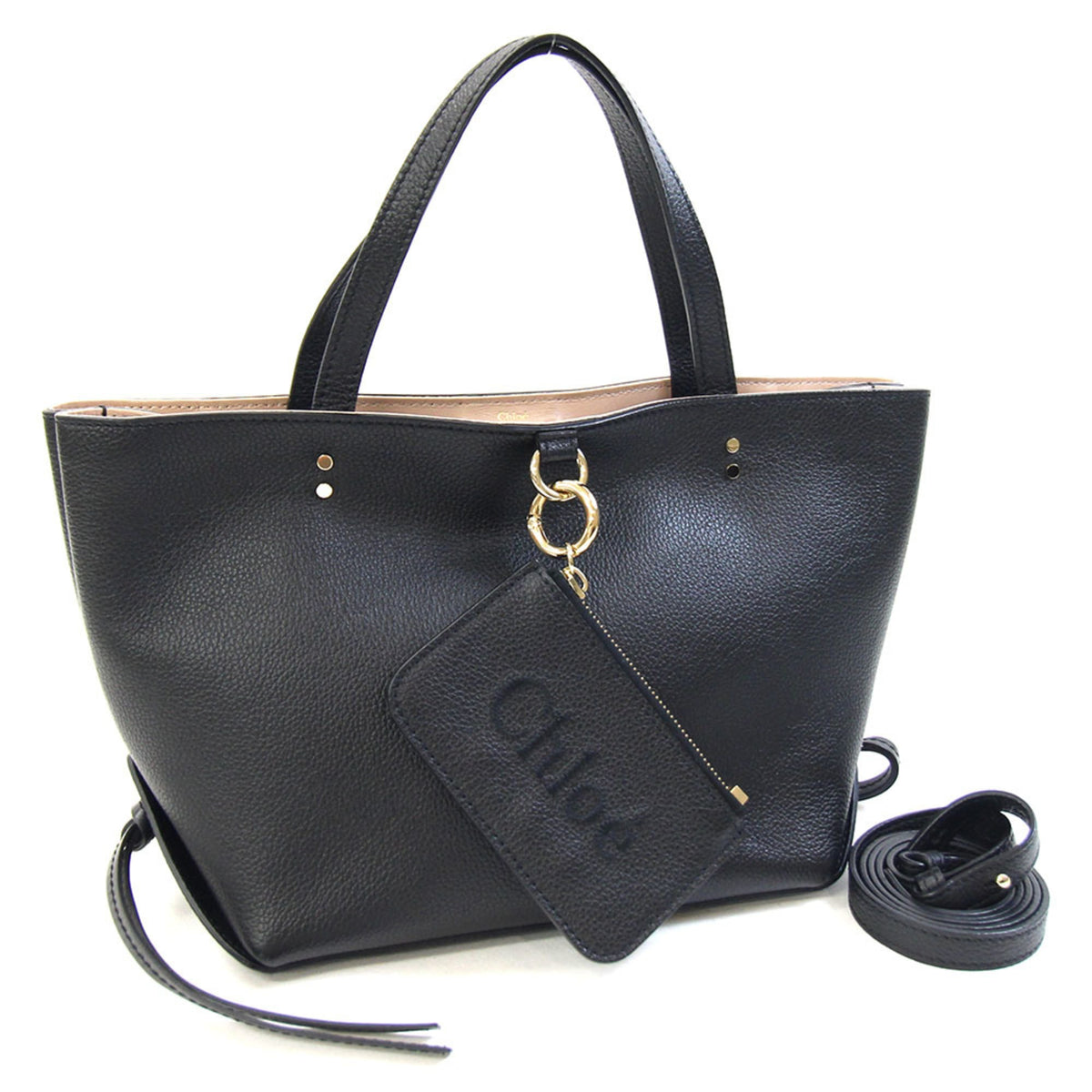 Chloé Black Leather Handbag Shoulder Bag Tote Bag (Pre-Owned)