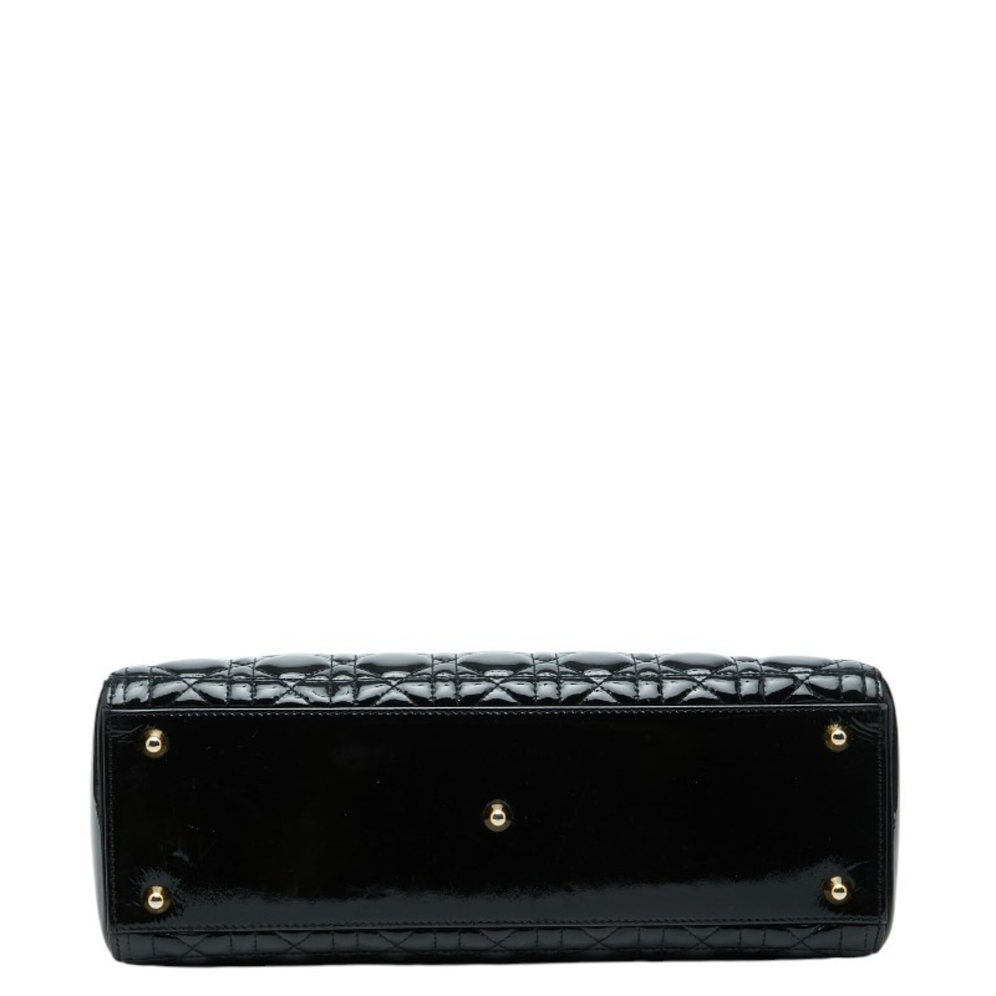 Christian Dior Lady Dior Black Patent Leather Handbag Shoulder Bag (Pre-Owned)