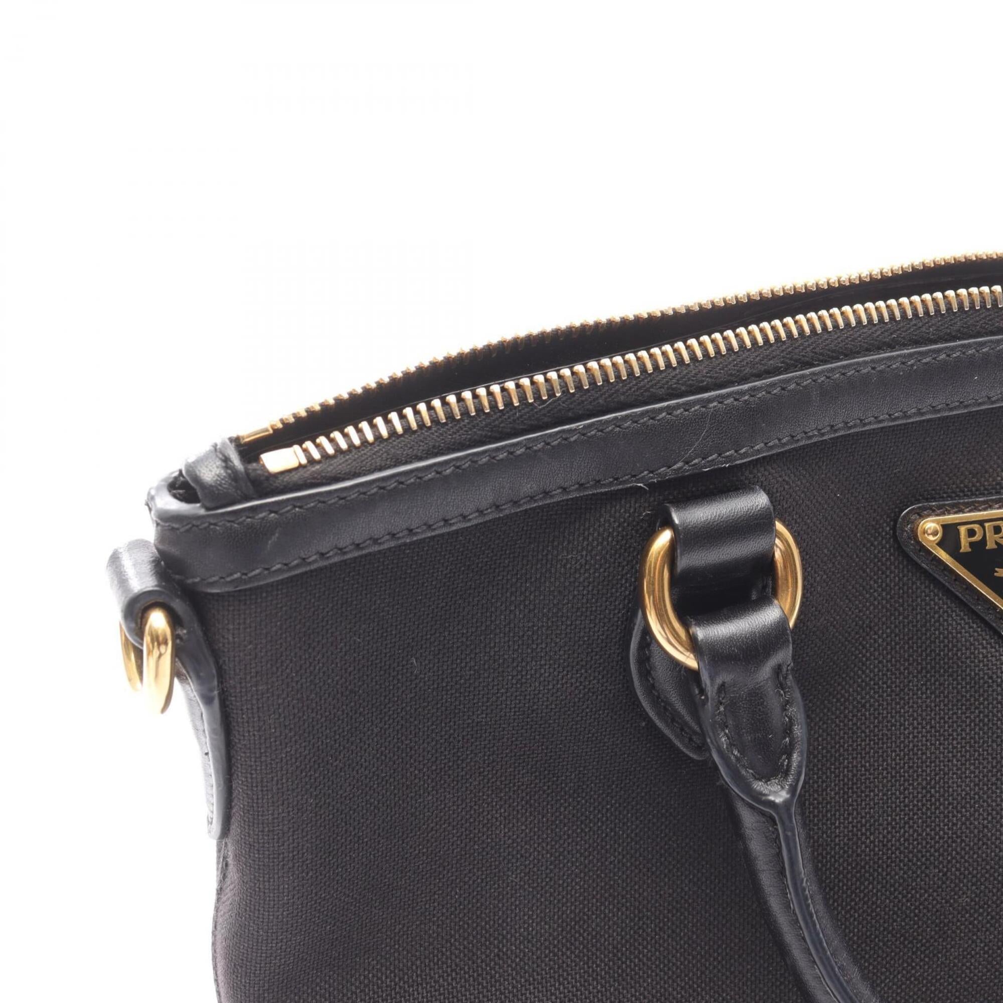 Prada Black Canvas Leather Handbag (Pre-Owned)