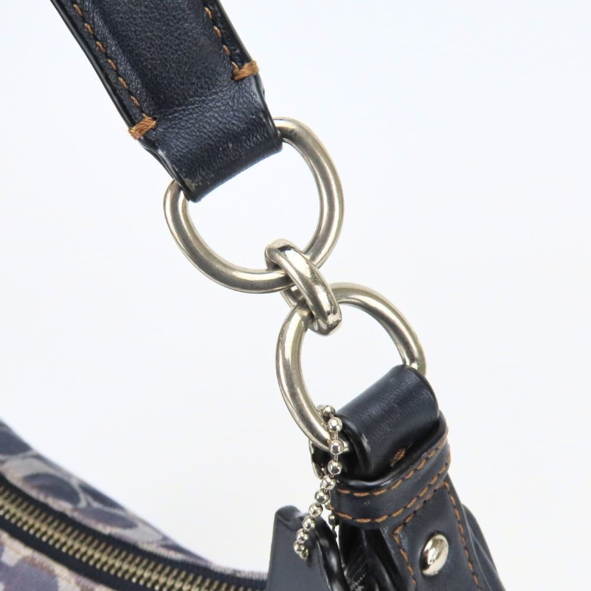 Coach Navy Signature Line Shoulder Bag (Pre-Owned)