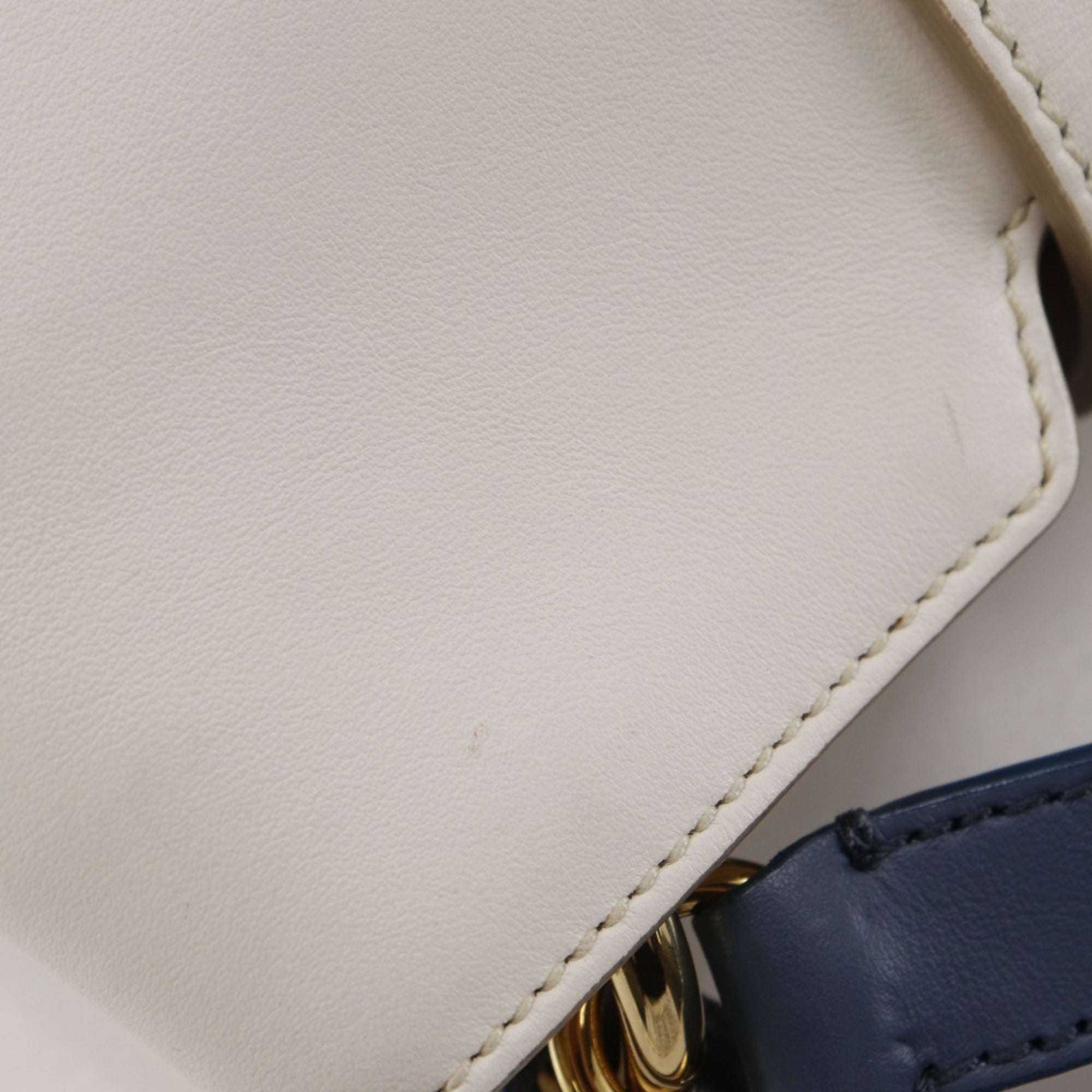 Bally Blue White Leather Handbag (Pre-Owned)